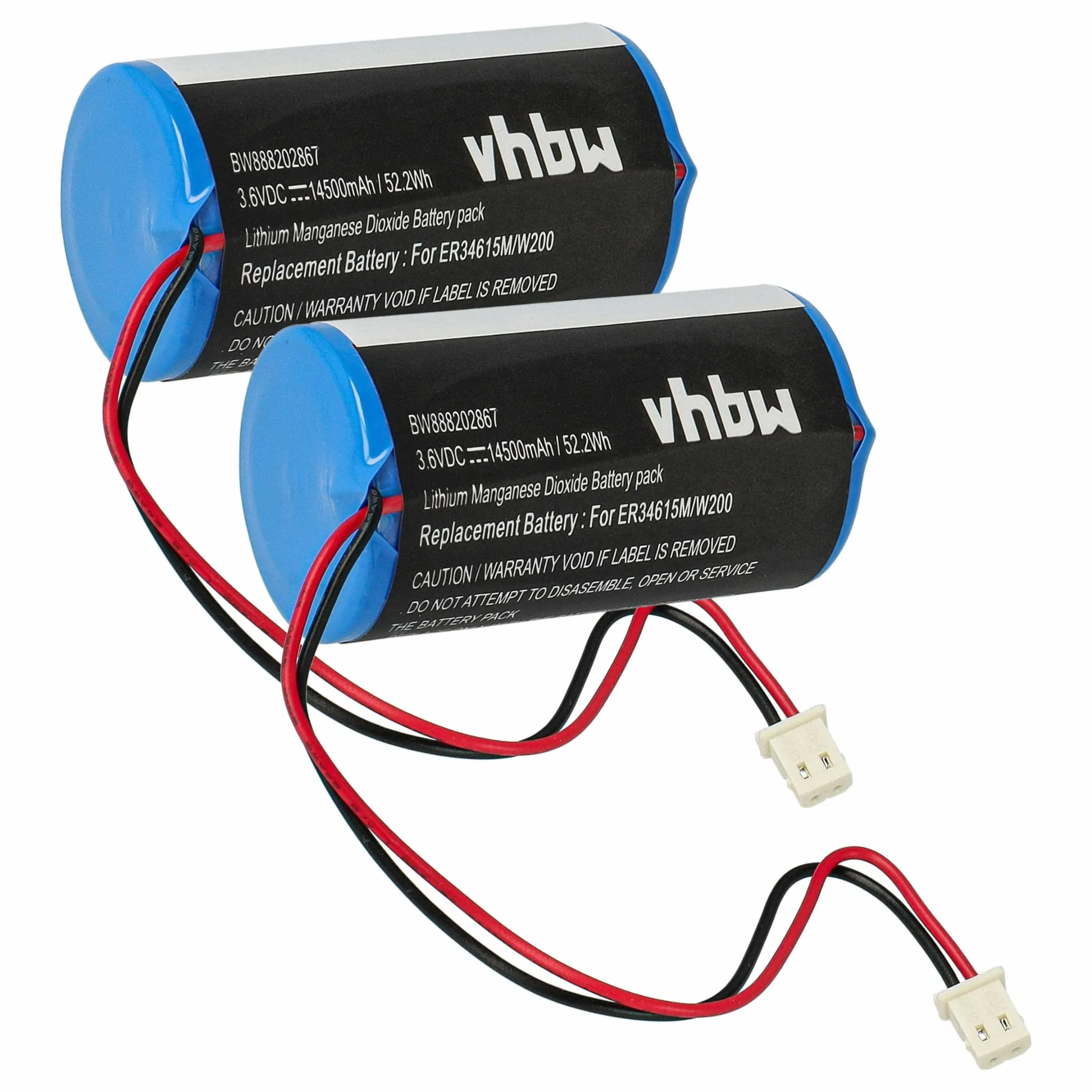 2x Piles remplace Visonic 0-9912-K, ER34615M, 88030498 pour centrale d'alarme Visonic - 14500mAh 3,6V Li-SOCl2