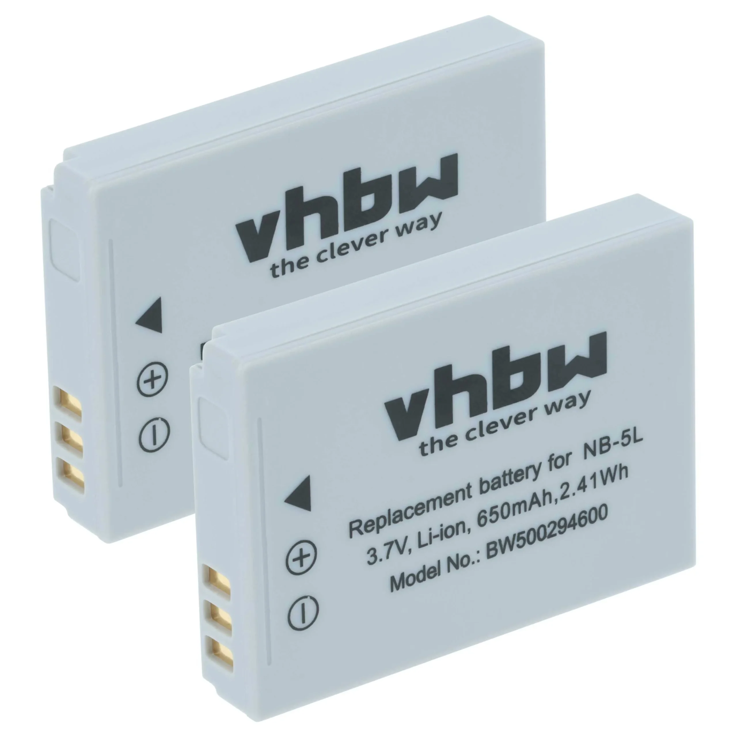 2x Batteries remplace Canon NB-5L pour appareil photo Canon- 650mAh 3,6V Li-ion