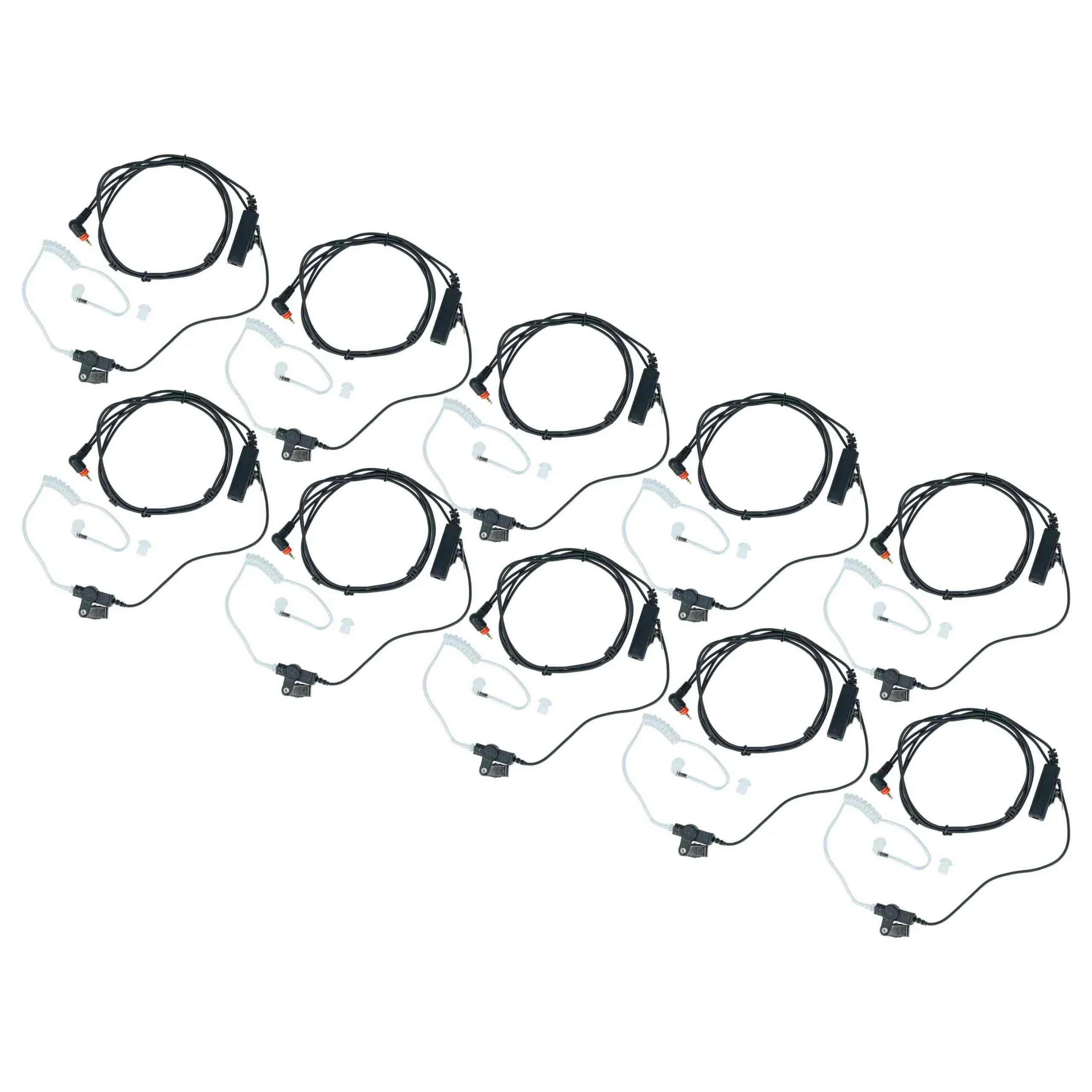 10x Oreillette de talkie-walkie pour Motorola SL7550 et autres - Avec touche de réponse + support clip, noir