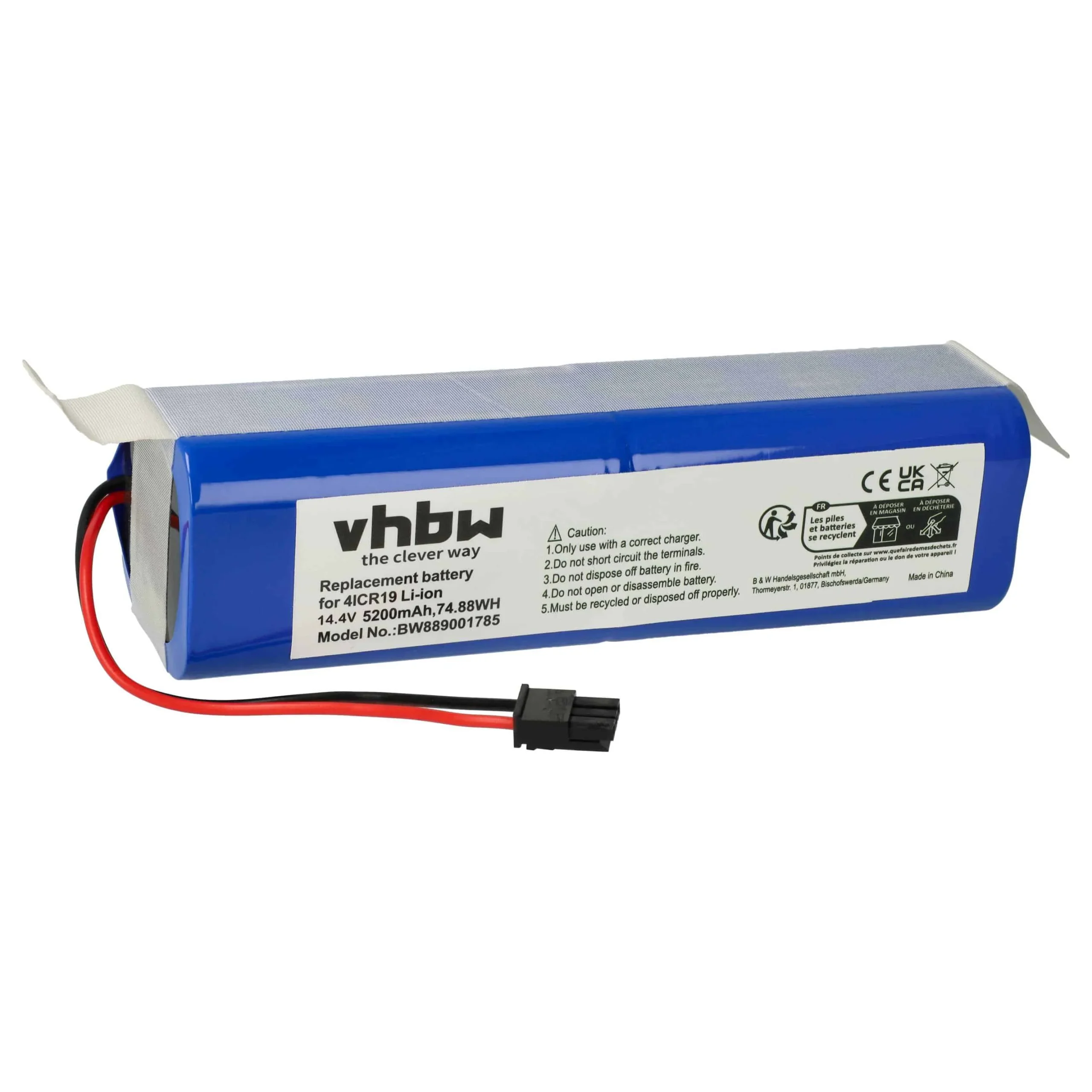 Batterie remplace Eufy PA89, PA61 pour robot aspirateur Eufy - 5200mAh 14,4V Li-ion
