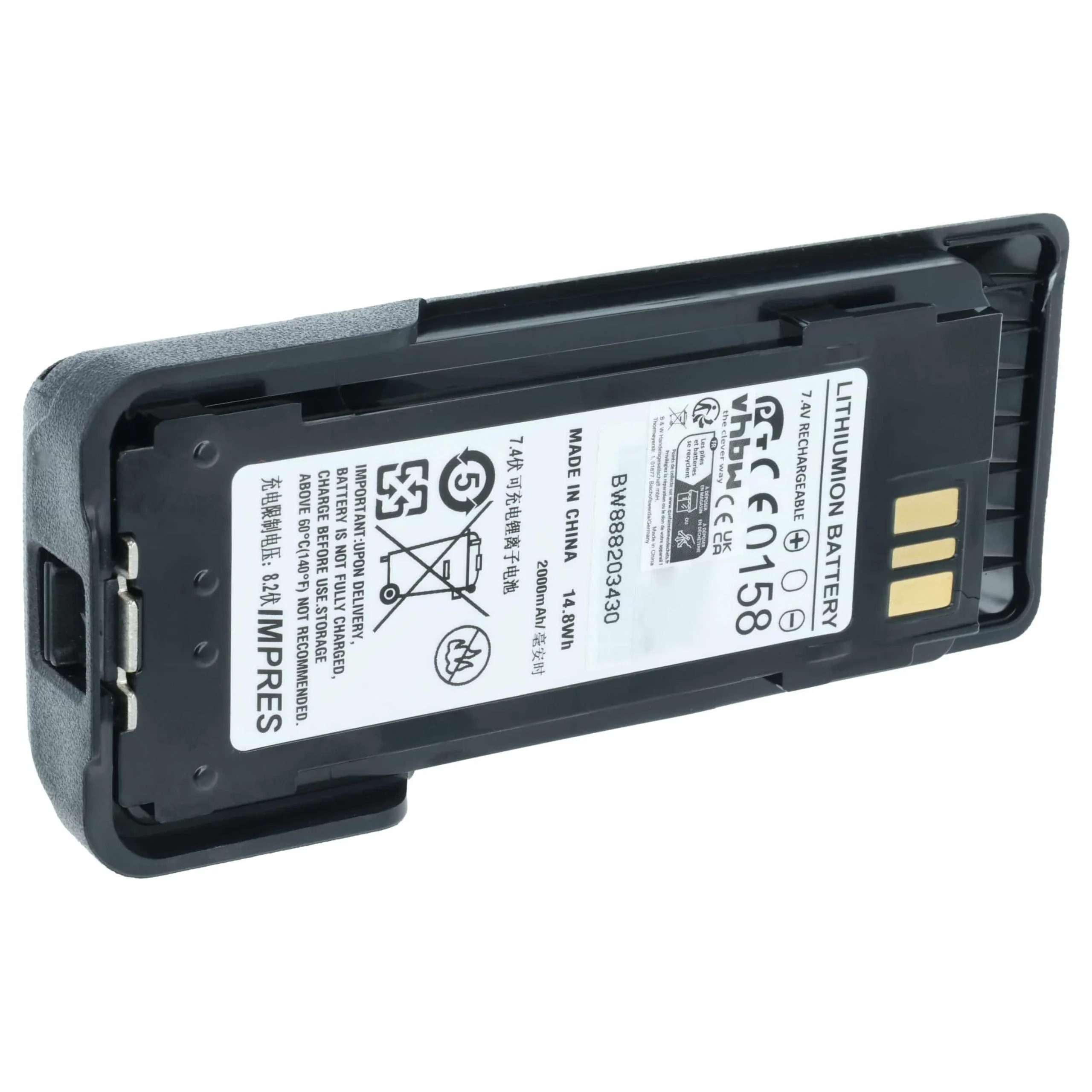 Batterie remplace Motorola NNTN8359A, NNTN8359 pour radio talkie-walkie Motorola- 2000mAh 7,4V Li-ion