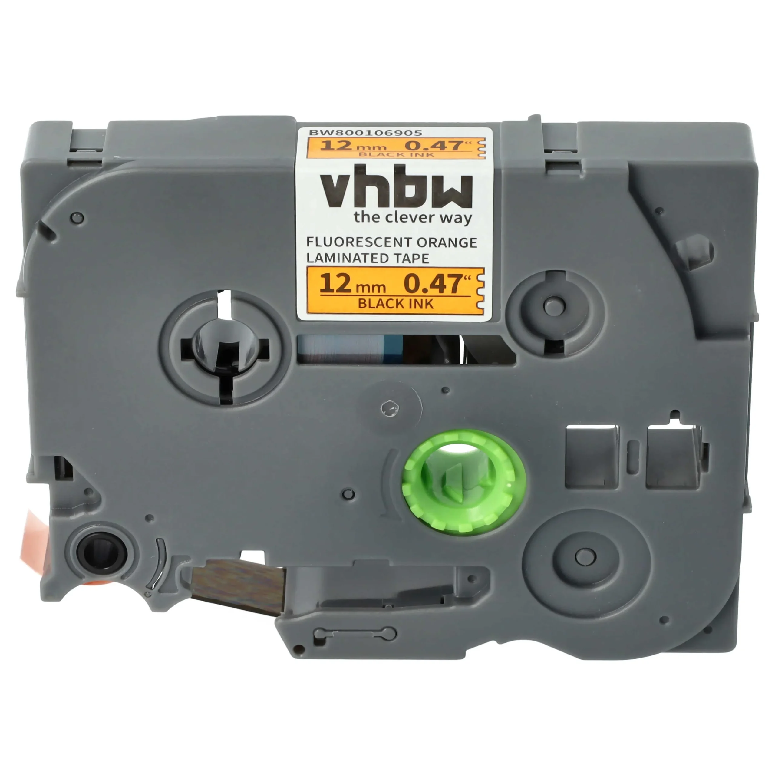 Cassette à ruban remplace Brother TZ-B31, TZE-B31 - 12mm lettrage Noir ruban Orange fluo, plastique