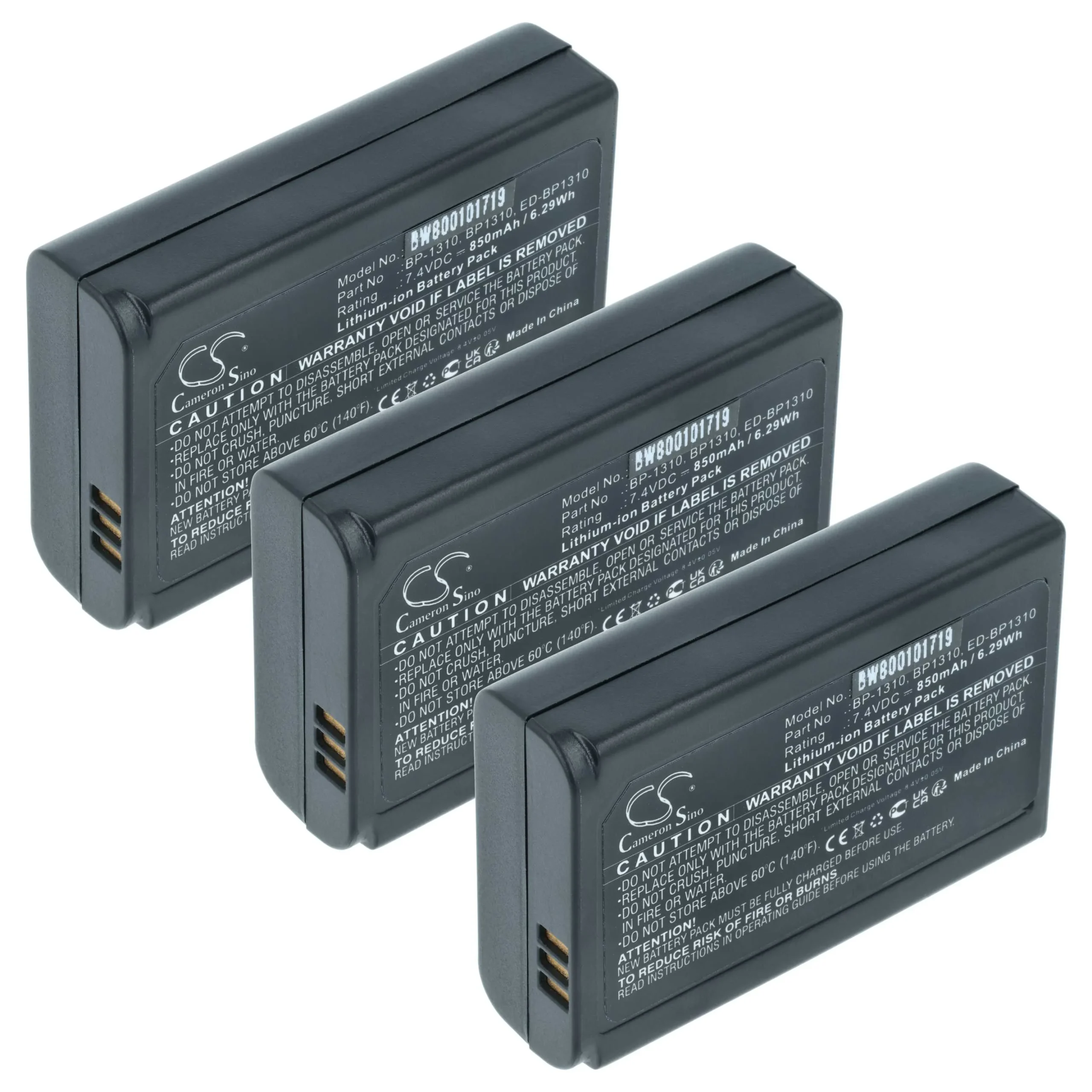 3x Batteries remplace Samsung AD43-00192A, BP1310, BP-1310 pour appareil photo Samsung- 1000mAh 7,2V Li-ion