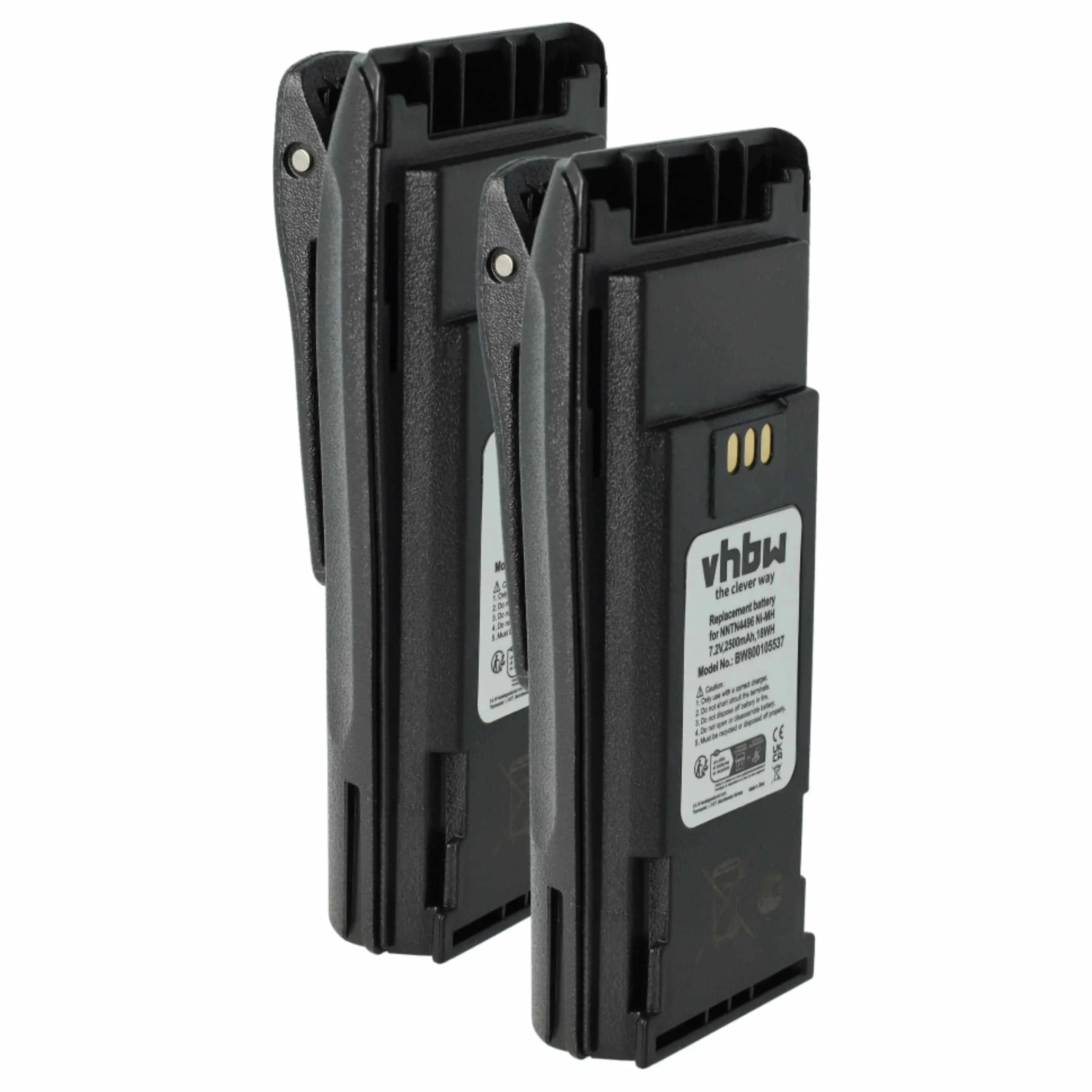 2x Batteries remplace Motorola MNN4254AR, NNTN4496 pour radio talkie-walkie Motorola- 2500mAh 7,2V NiMH