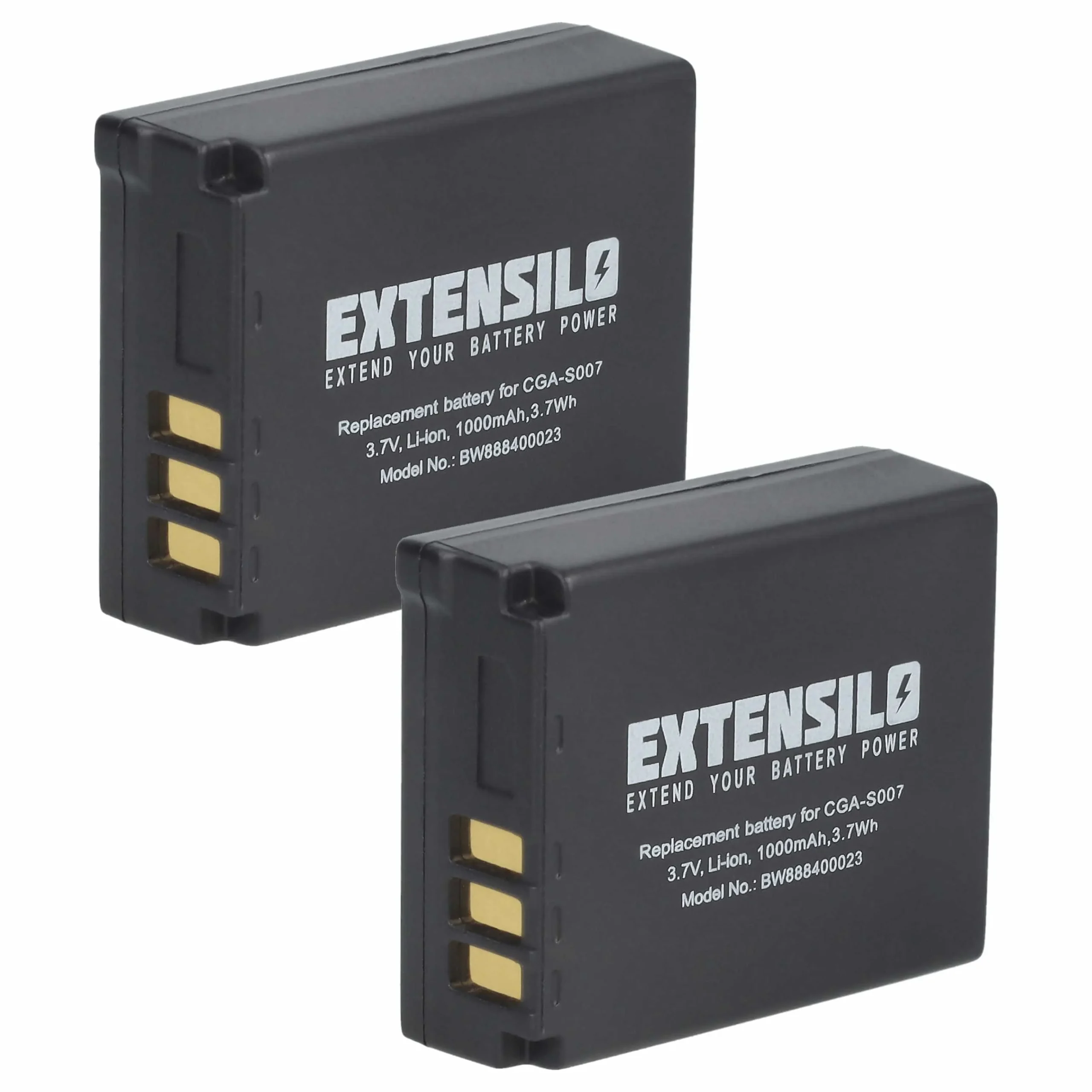 2x Batteries remplace Panasonic CGA-S007, CGA-S007A/1B pour appareil photo Panasonic- 1000mAh 3,7V Li-ion