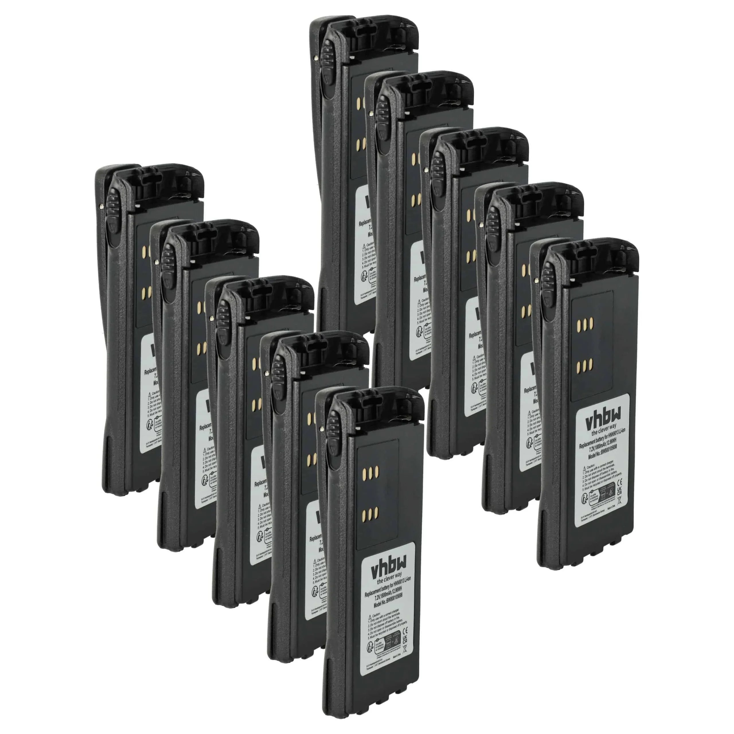 10x Batteries remplace Motorola HMNN4151, HMNN4154 pour radio talkie-walkie Motorola- 1800mAh 7,2V Li-ion