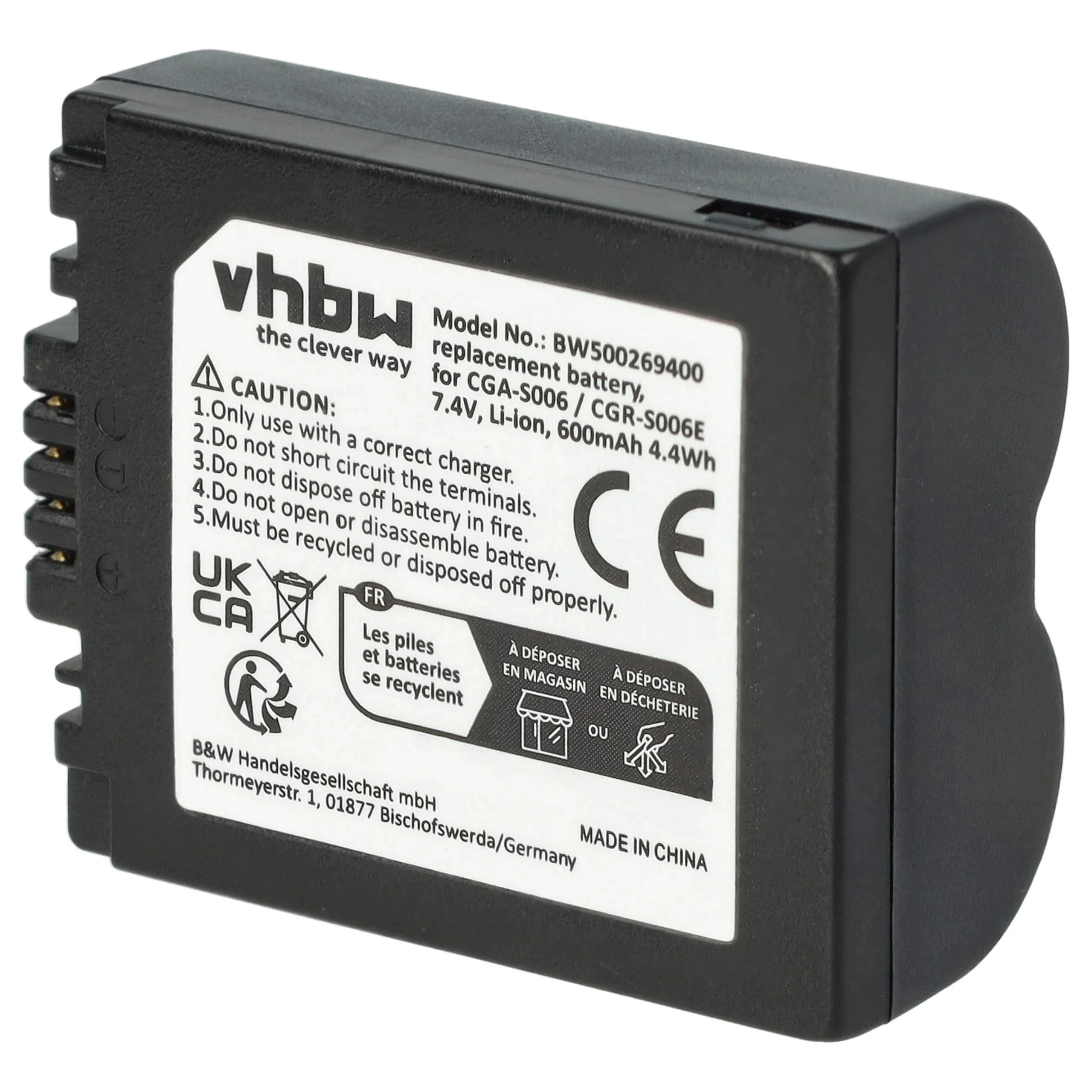 Batterie remplace Leica BP-DC5 pour appareil photo Leica- 600mAh 7,2V Li-ion