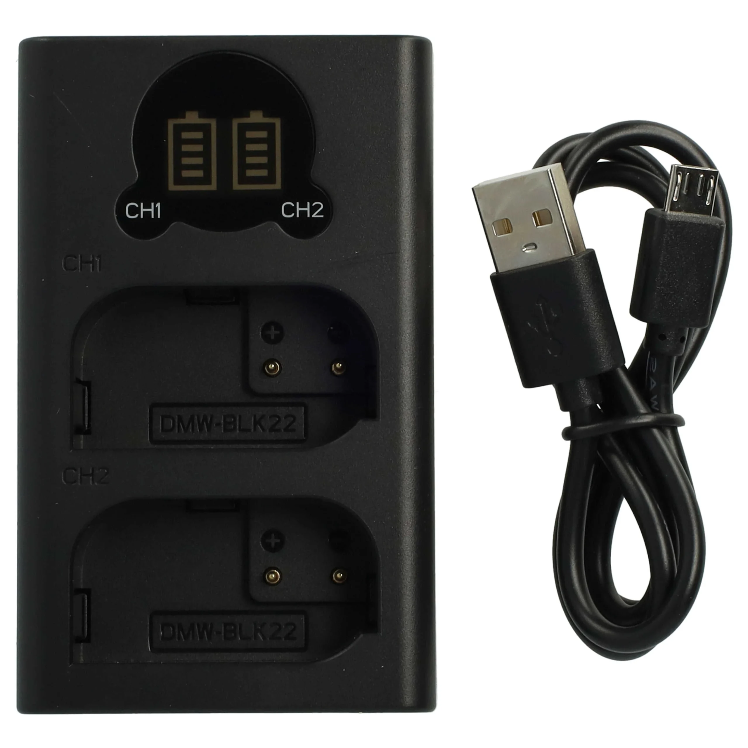 Chargeur Micro-USB + USB-C + câble Micro-USB pour appareil photo Panasonic DC-GH5 - 1x 0.7 / 2x 0.5 A