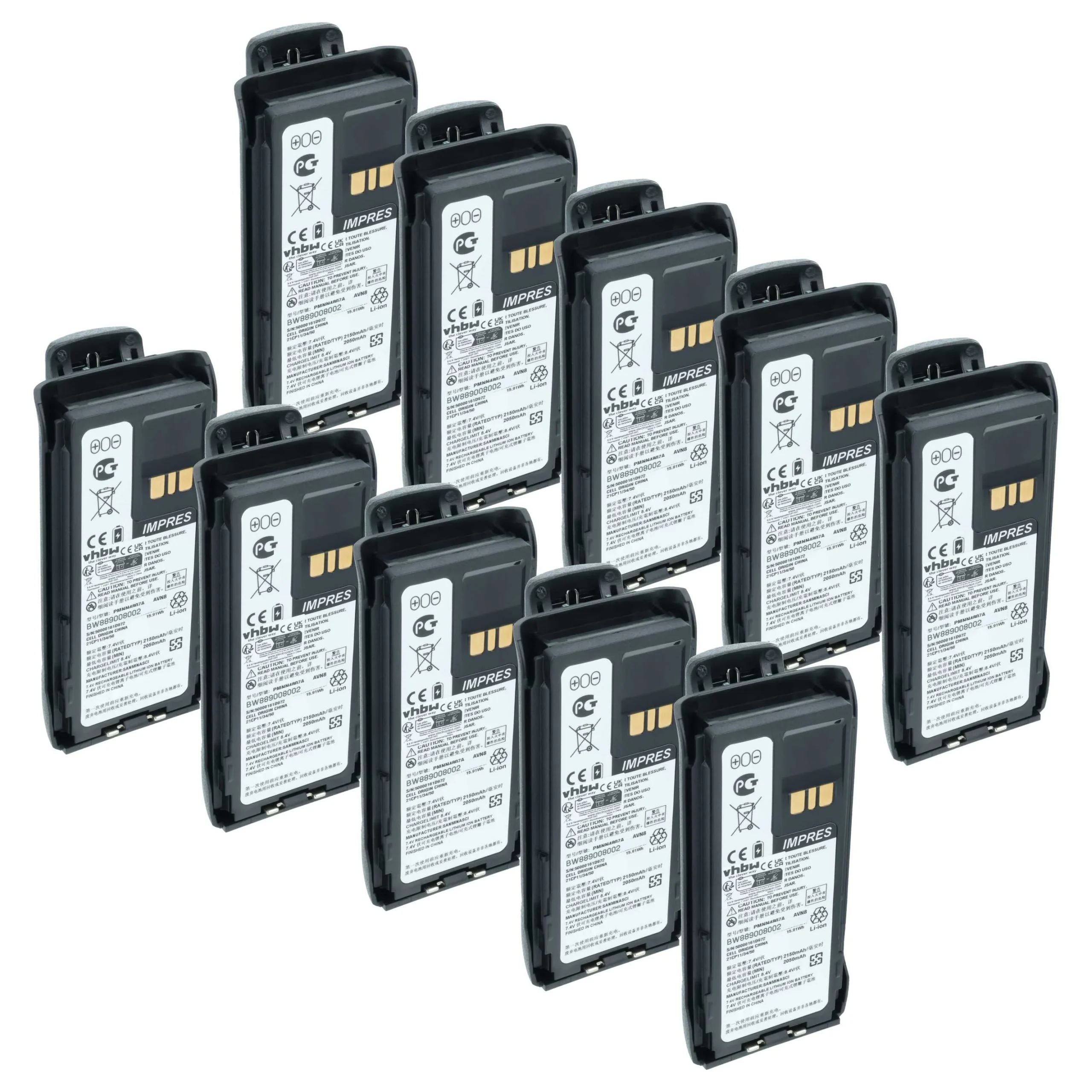 10x Batteries remplace Motorola PMNN4407A, PMNN4407 pour radio talkie-walkie Motorola- 2150mAh 8,4V Li-ion