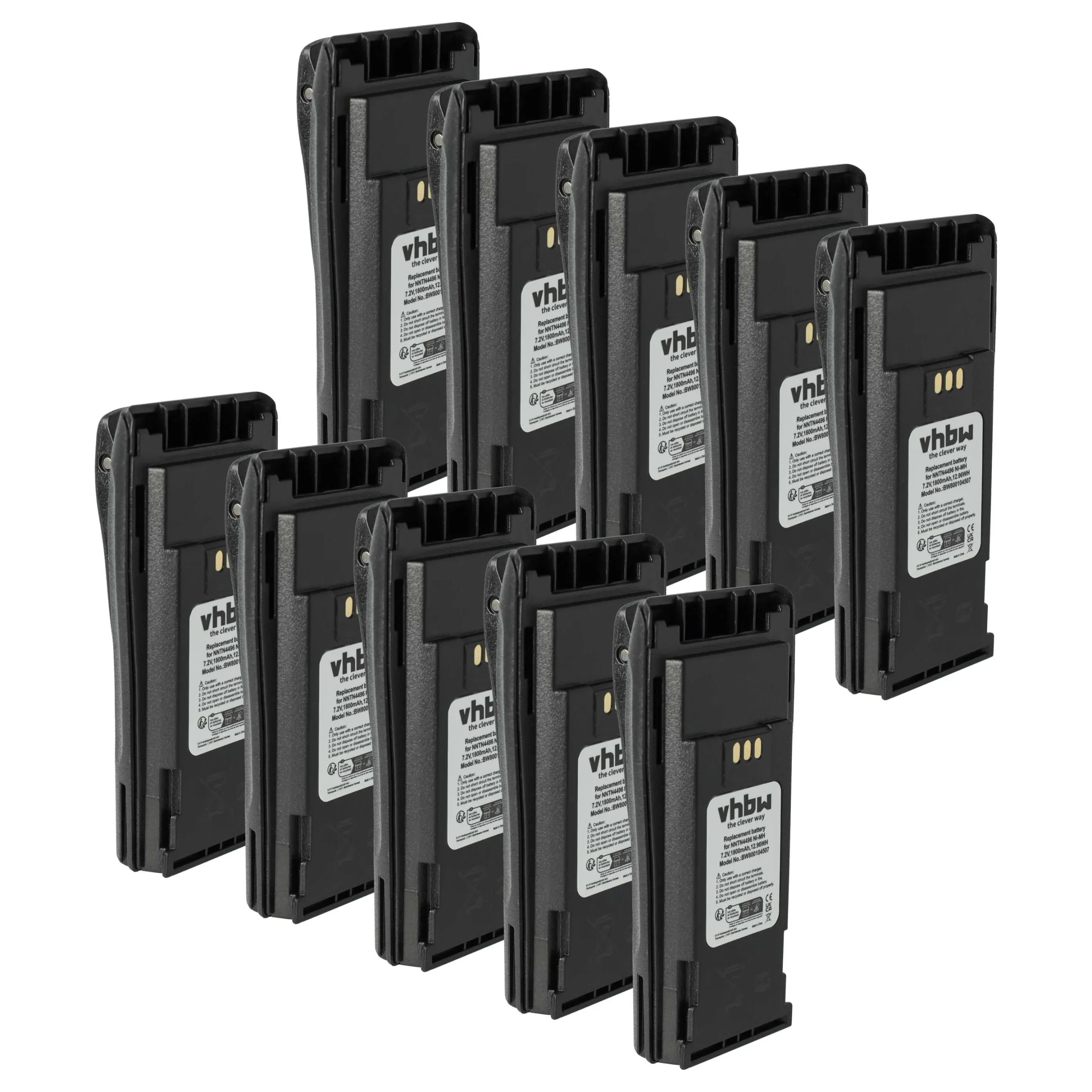 10x Batteries pour radio talkie-walkie Motorola CP040, CP200d, DP1400- 1800mAh 7,2V NiMH