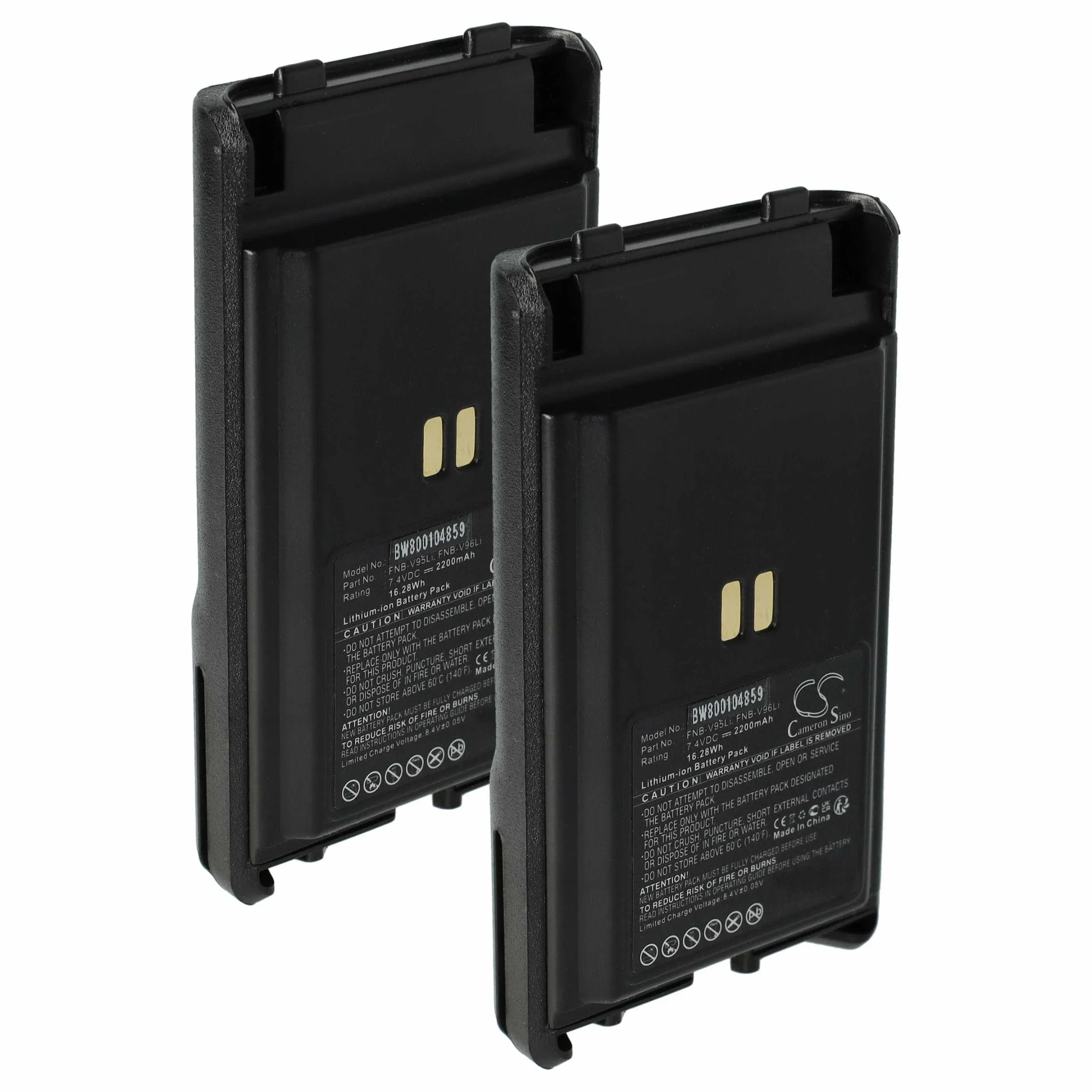 2x Batteries remplace Vertex Yaesu FNB-V95 pour radio talkie-walkie Vertex Yaesu- 2200mAh 7,4V Li-ion