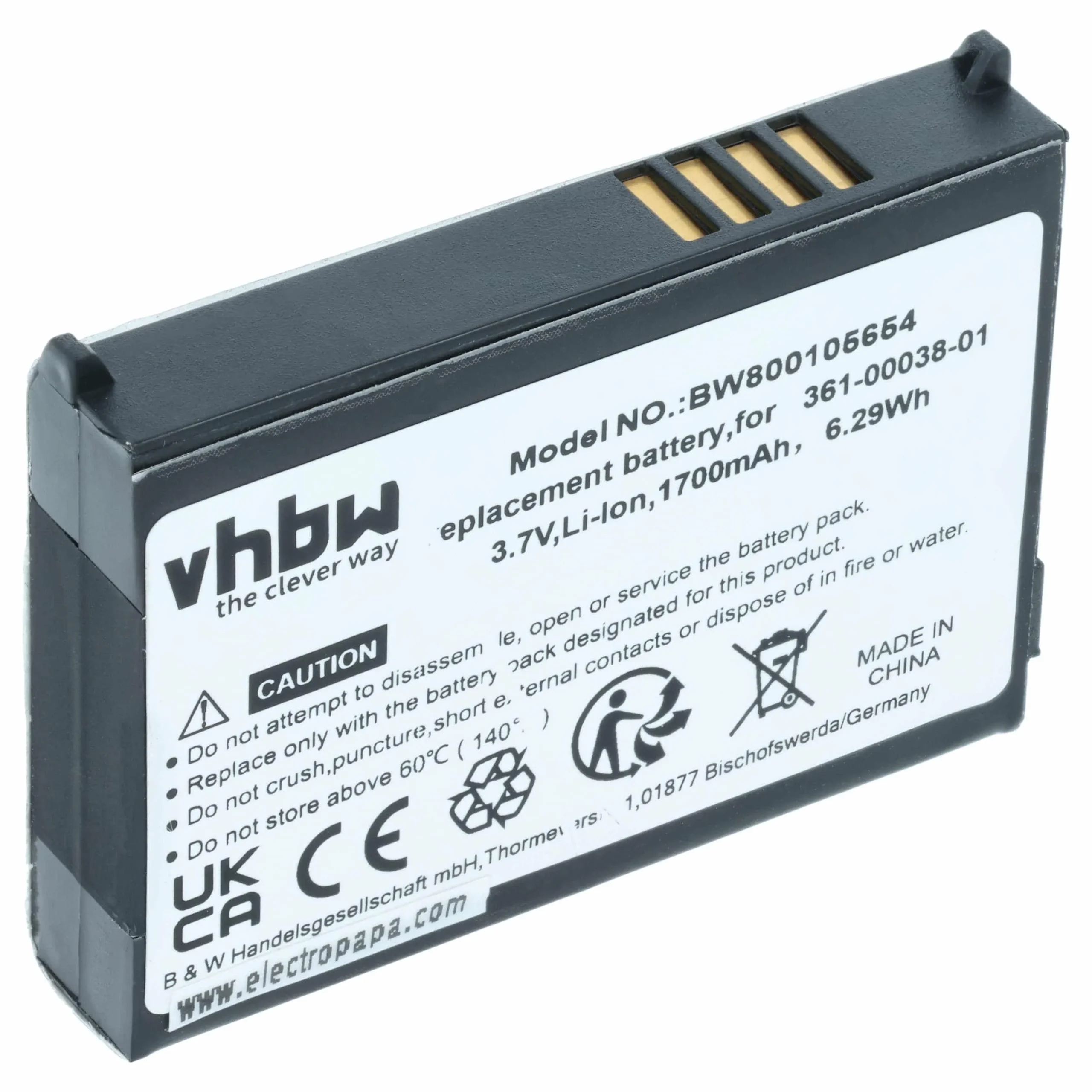 Batterie remplace Garmin 361-00038-01, 010-11143-00 pour navigation GPS Garmin - 1700mAh 3,7V Li-ion