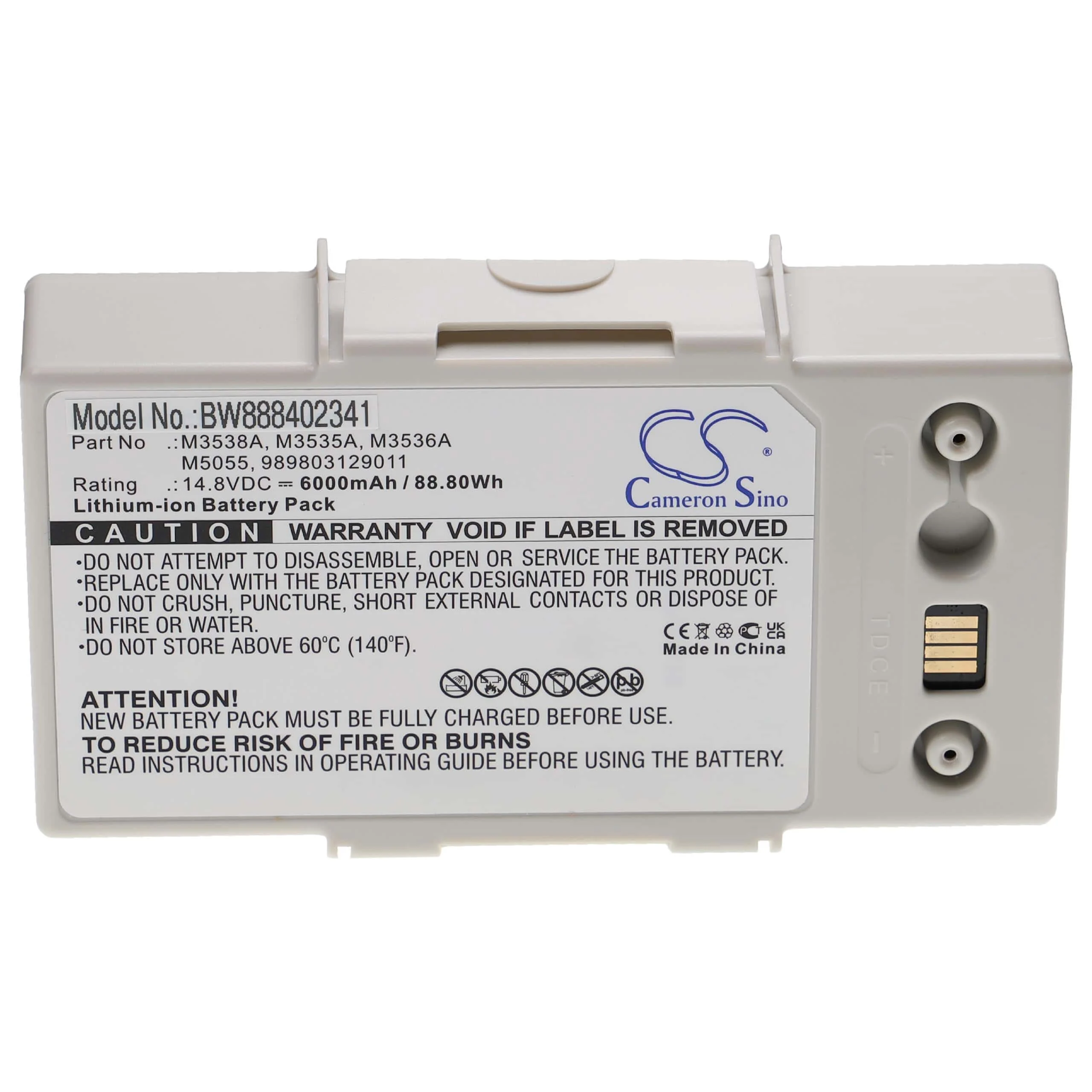 Batterie remplace Philips M3536A, M3535A, 989803129011 pour appareil médical Philips - 6000mAh 14,8V Li-ion
