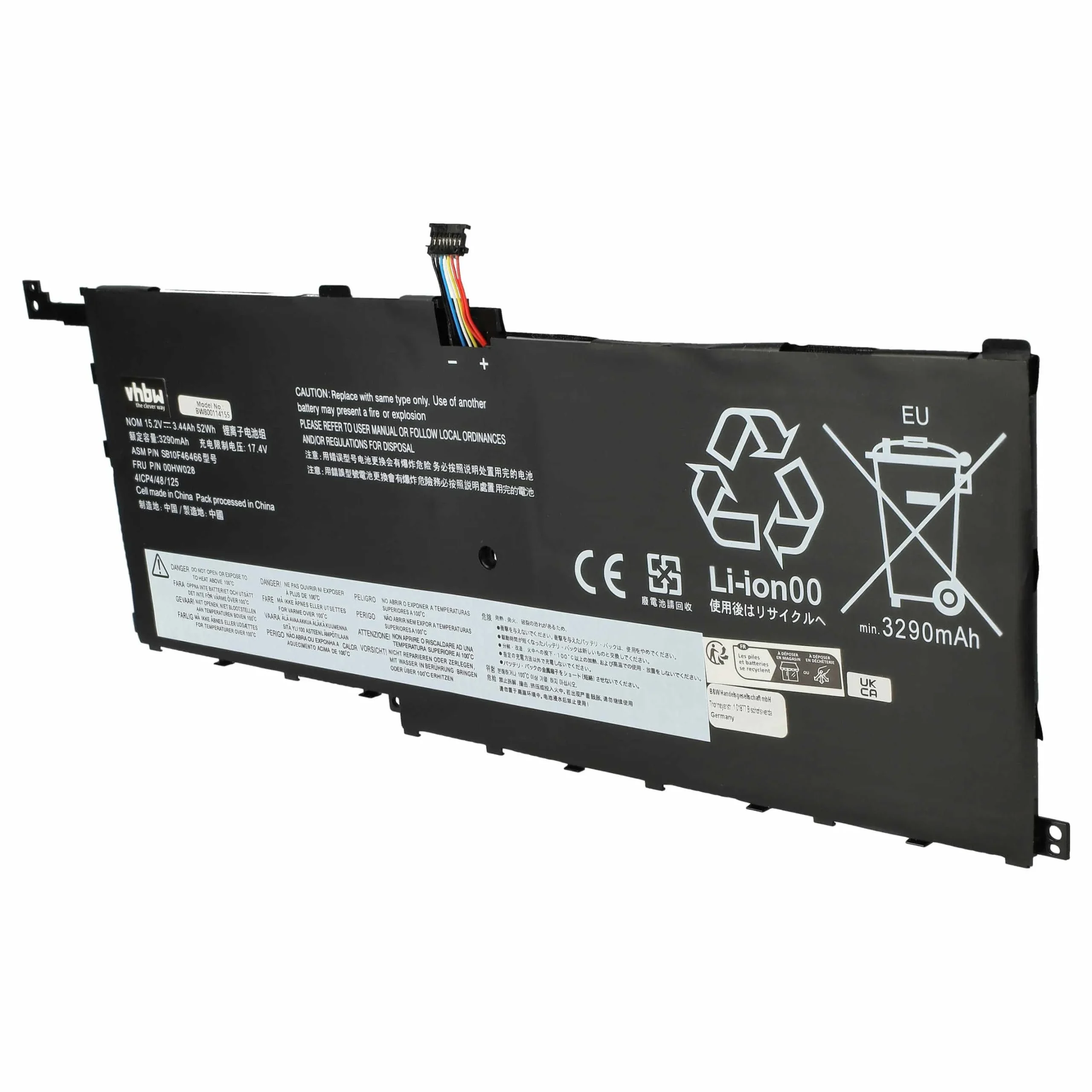 Batterie remplace Lenovo 00HW029, 01AV409, 00HW028 pour ordinateur portable Lenovo- 3300mAh 15,2V Li-polymère