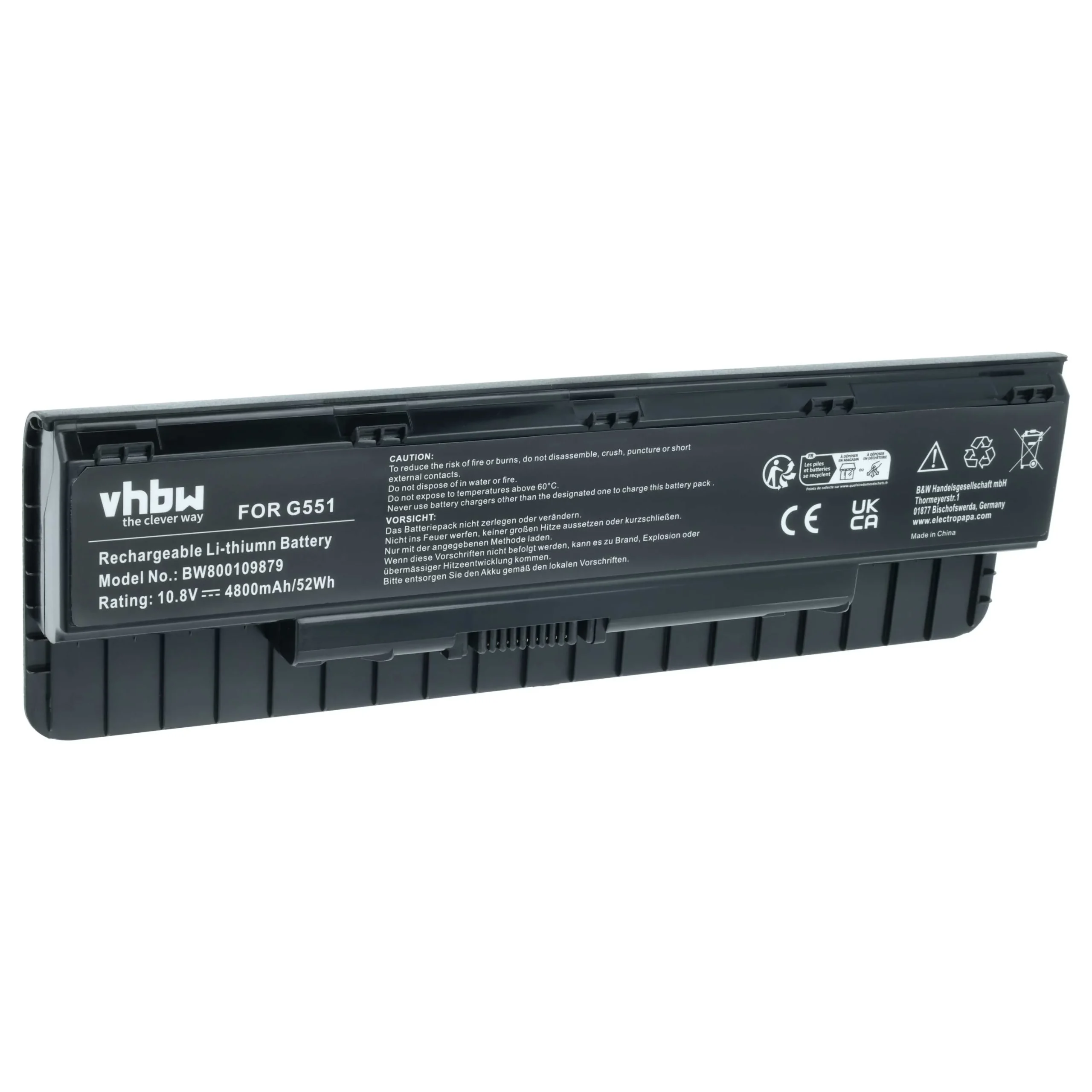Batterie remplace Asus A32LI9H, 0B110-00300000 pour ordinateur portable Asus- 4800mAh 10,8V Li-ion, noir