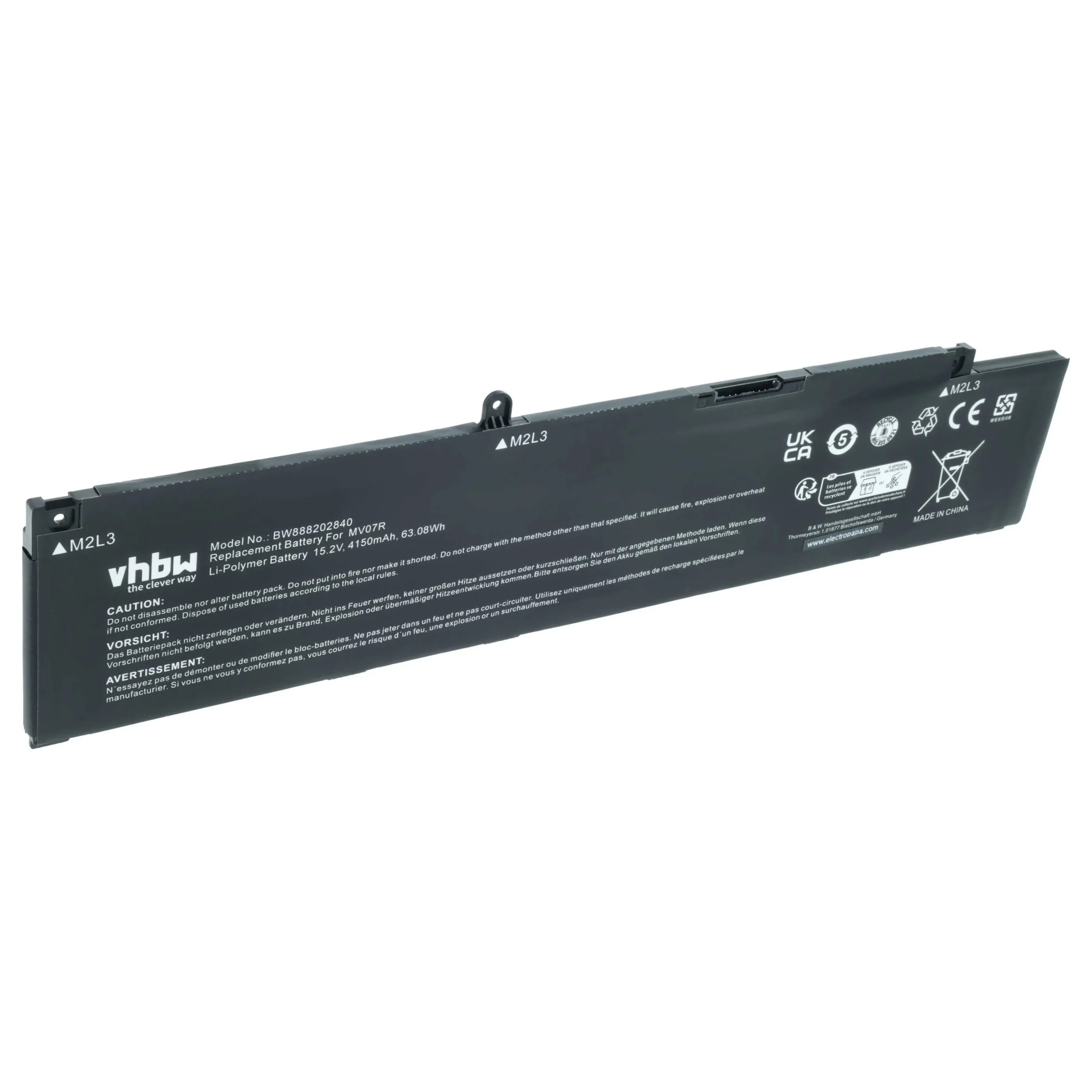 Batterie remplace Dell 0JJRRD, 4ICP6/55/74, 72WGV pour ordinateur portable Dell- 4150mAh 15,2V Li-polymère