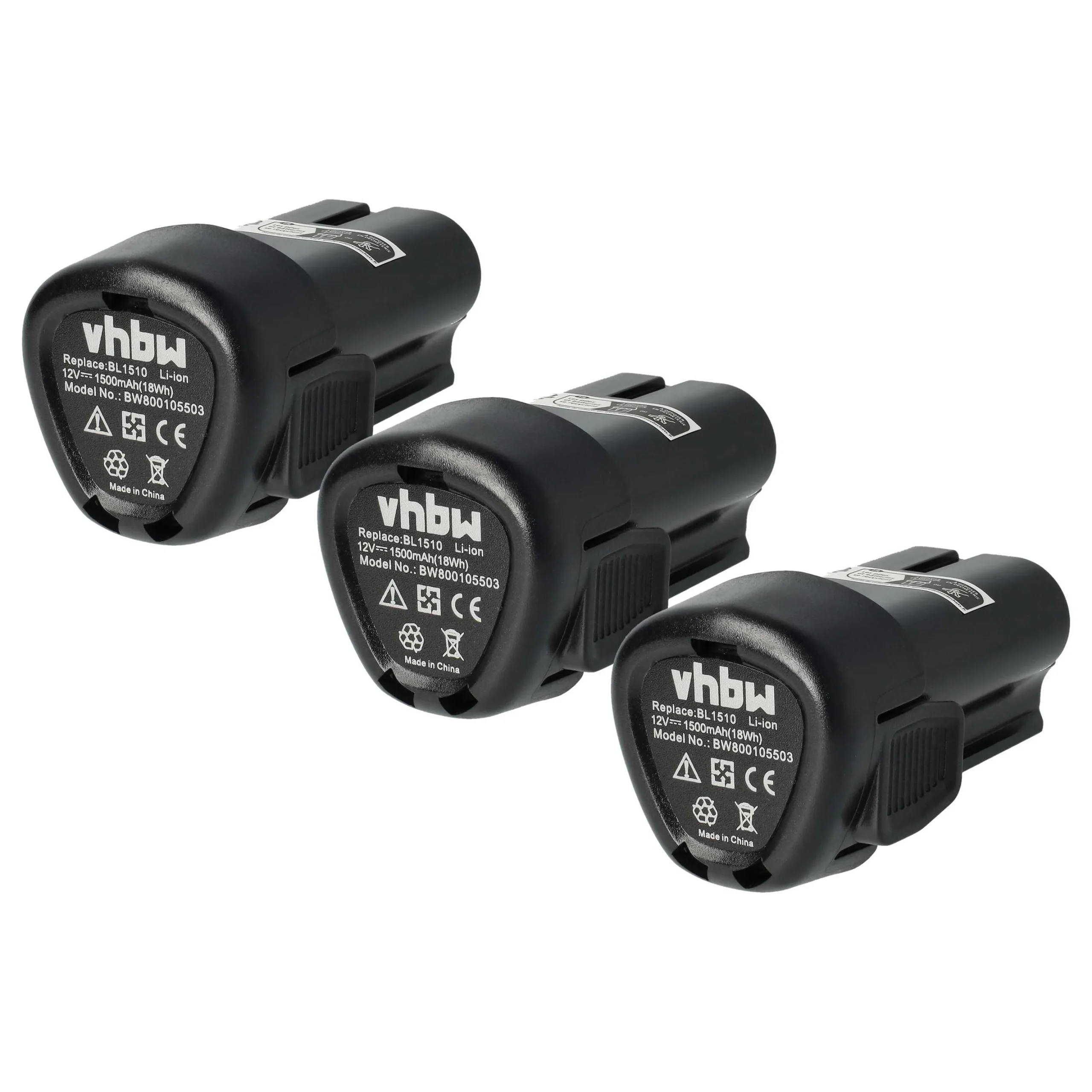 Batterie (3 pcs.) remplace Black & Decker BL1110, BL1310 outil électrique Black & Decker - 1,5Ah 12V Li-ion