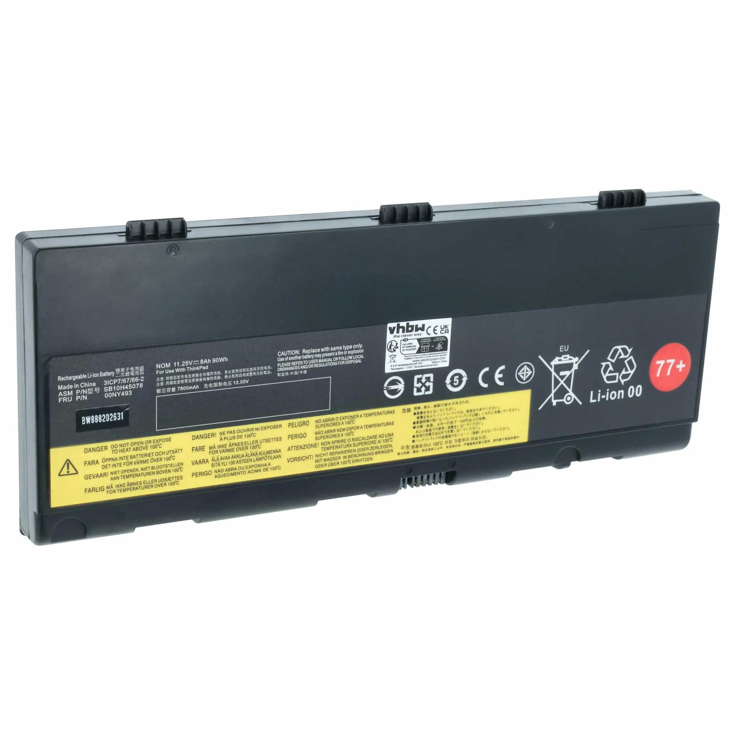 Batterie remplace Lenovo 01AV496, 01AV495, 5B10W13951 pour ordinateur portable Lenovo- 7800mAh 11,4V Li-ion