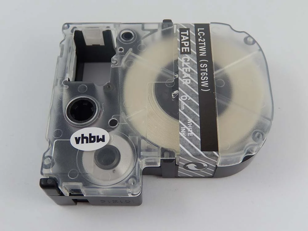 Cassette à ruban remplace Epson LC-2TWN - 6mm lettrage Blanc ruban Transparent, plastique