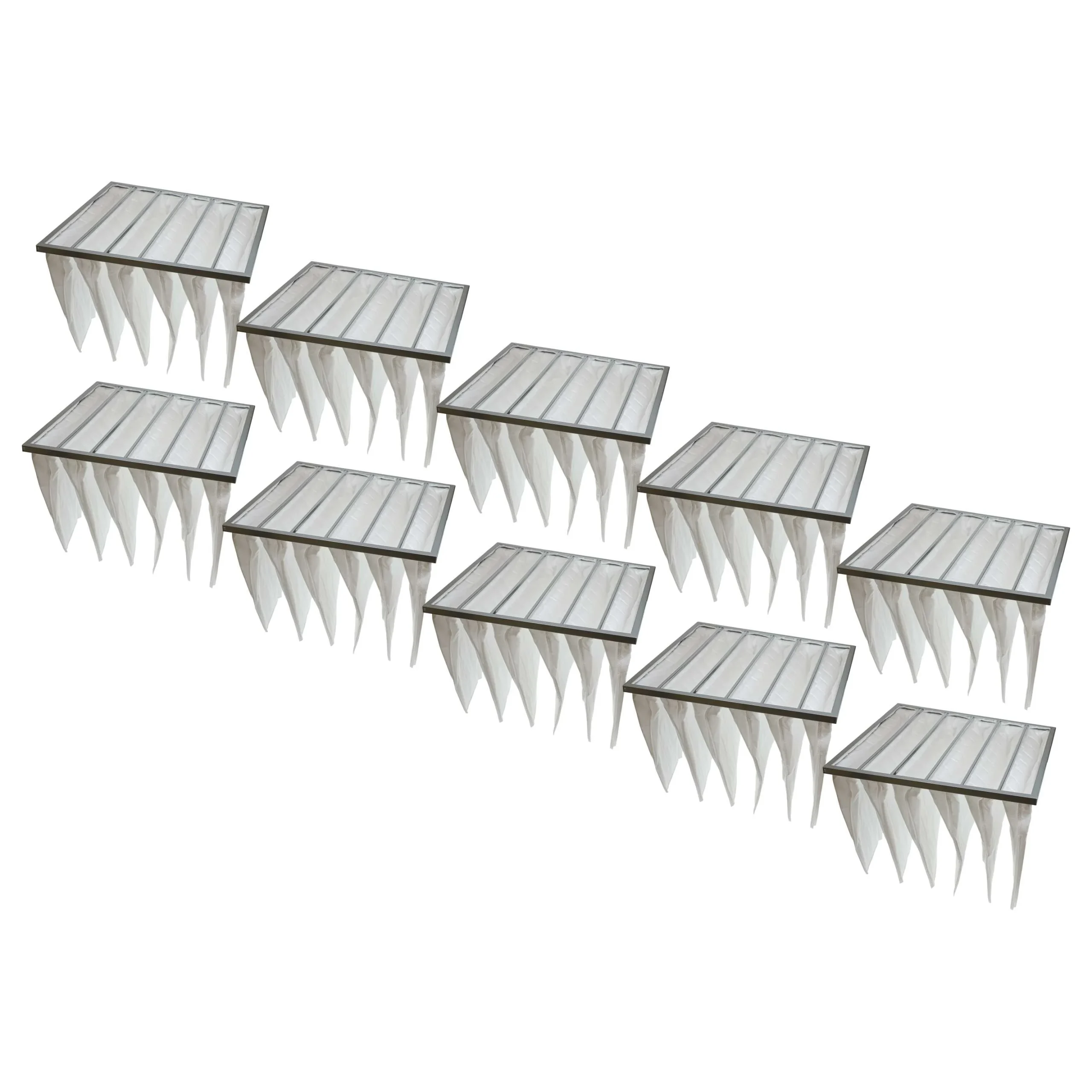 10x Filtres à poches G4 pour climatiseur, système d'aération - 59,5 x 59,2 x 4,7 cm