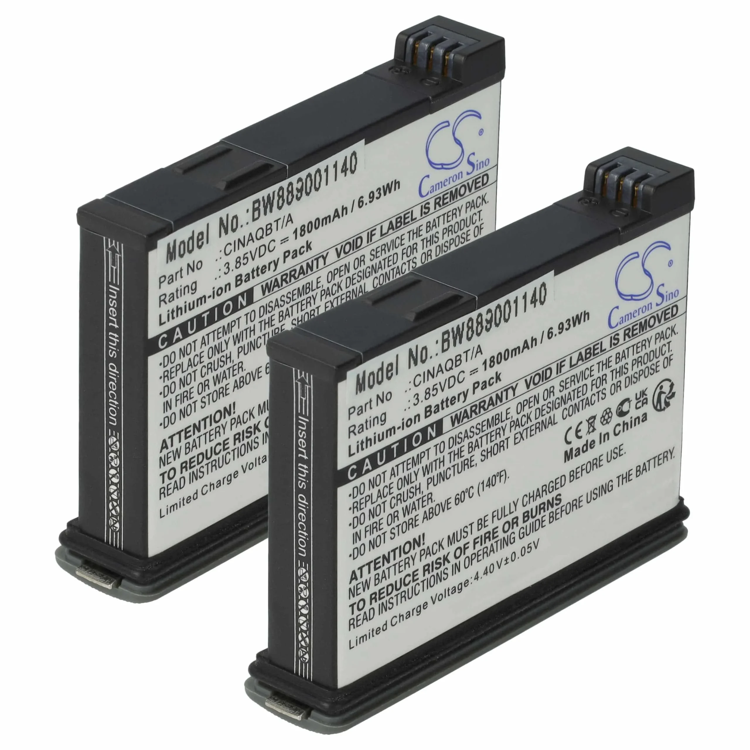2x Batteries remplace Insta360 CINAQBT/A pour caméra de poche Insta360- 1800mAh 3,85V Li-ion