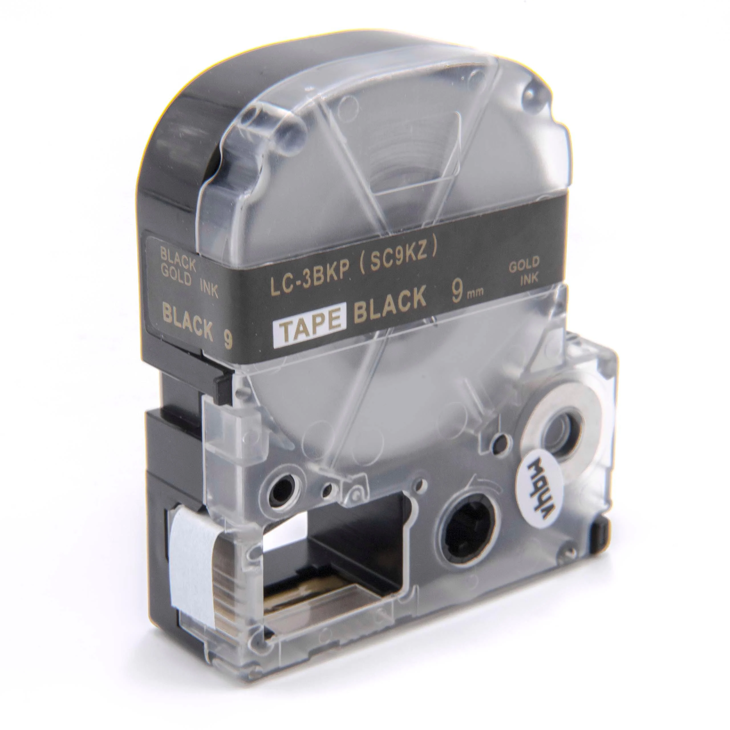 Cassette à ruban remplace Epson LC-3BKP - 9mm lettrage Or ruban Noir, plastique