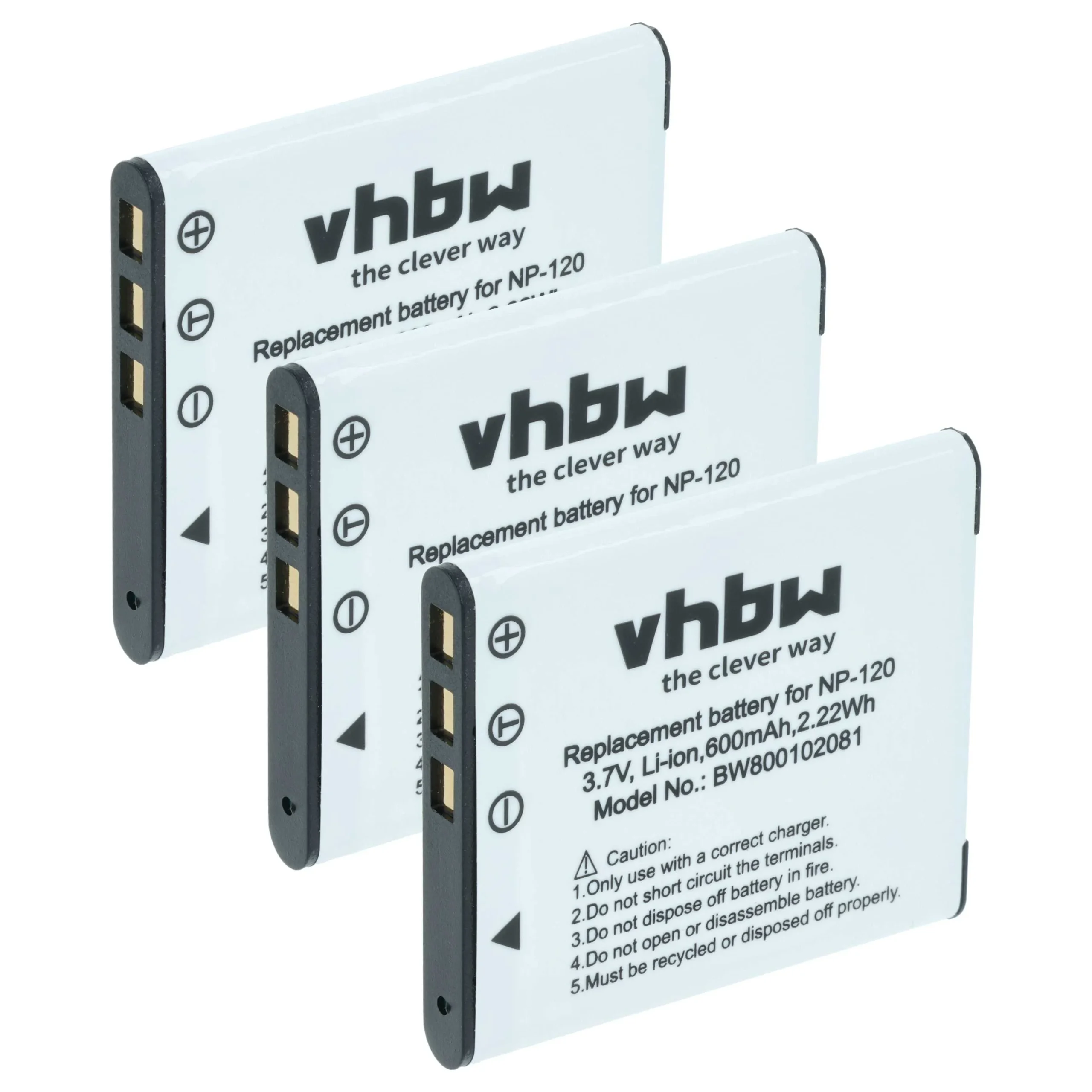 3x Batteries remplace Casio NP-120 pour appareil photo Casio- 550mAh 3,6V Li-ion