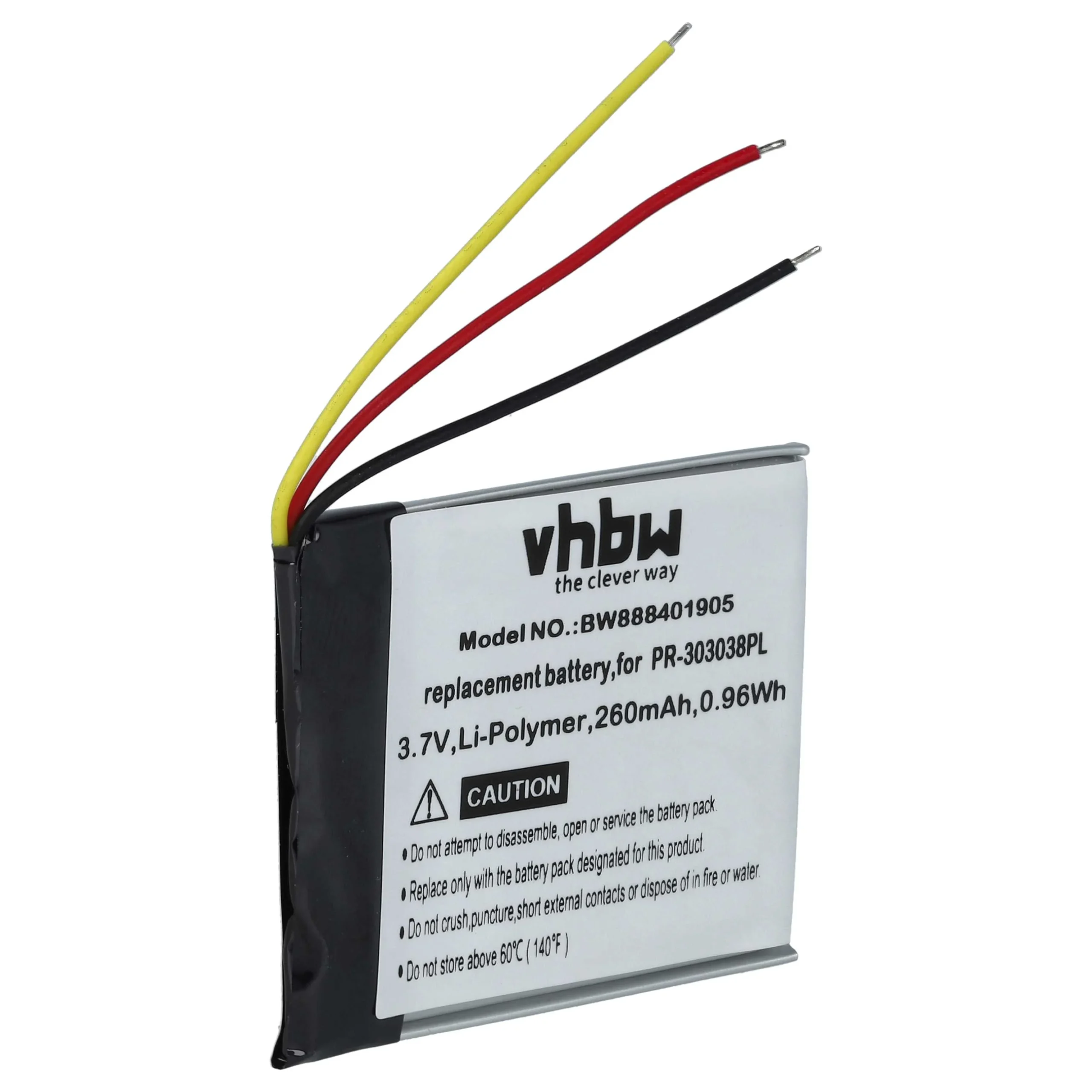 Batterie remplace SanDisk PR-303038PL pour lecteur MP3 SanDisk - 260mAh 3,7V Li-polymère