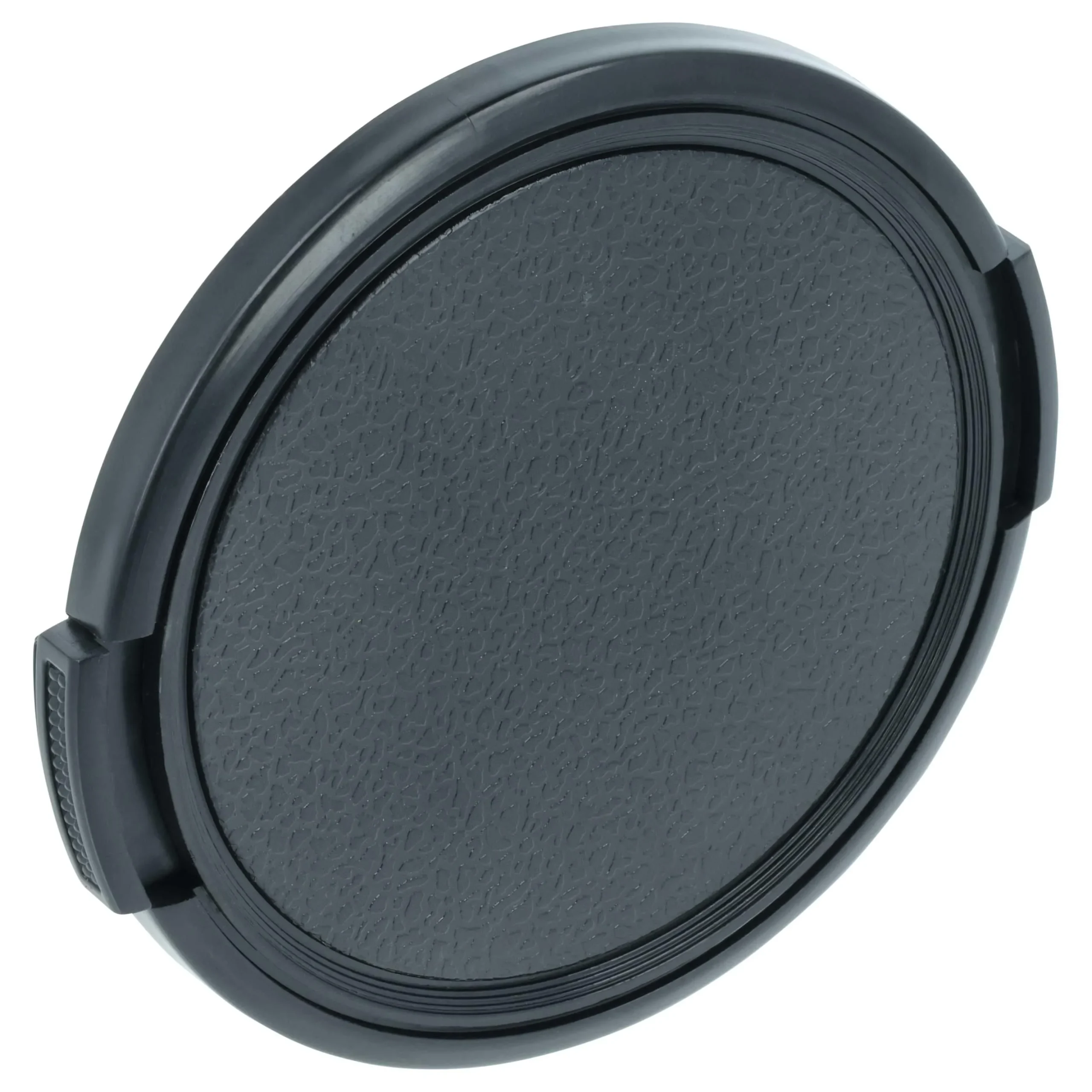 Bouchon d'objectif 62 mm - Prise latérale, plastique, noir