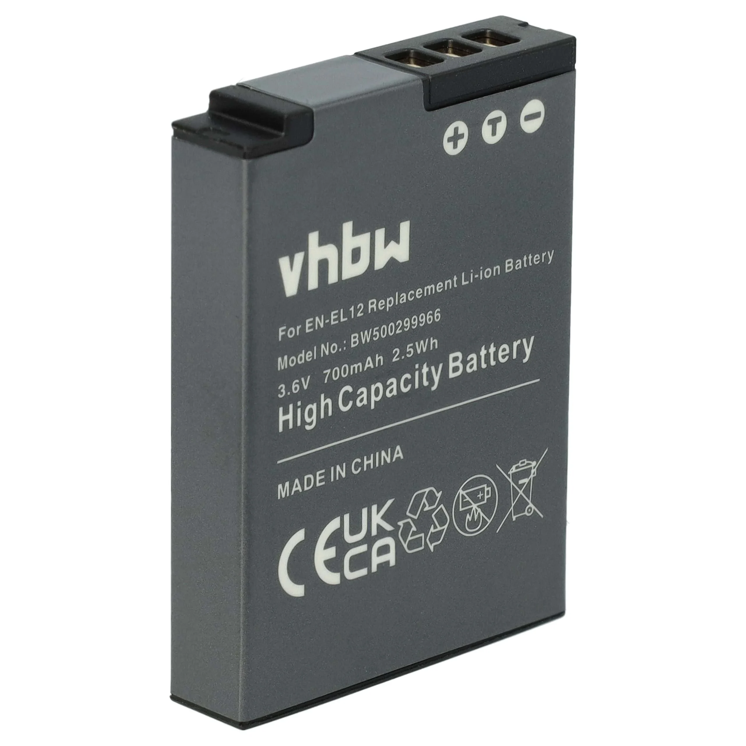 Batterie remplace Nikon EN-EL12 pour appareil photo Nikon- 700mAh 3,6V Li-ion