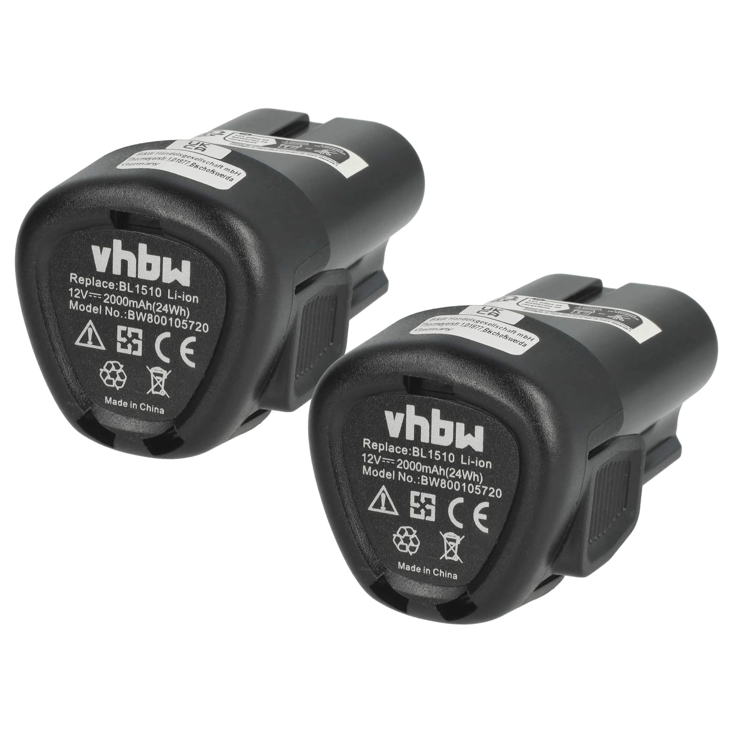 Batterie (2 pcs.) remplace Black & Decker BL1310, BL1110 outil électrique Black & Decker - 2Ah 12V Li-ion