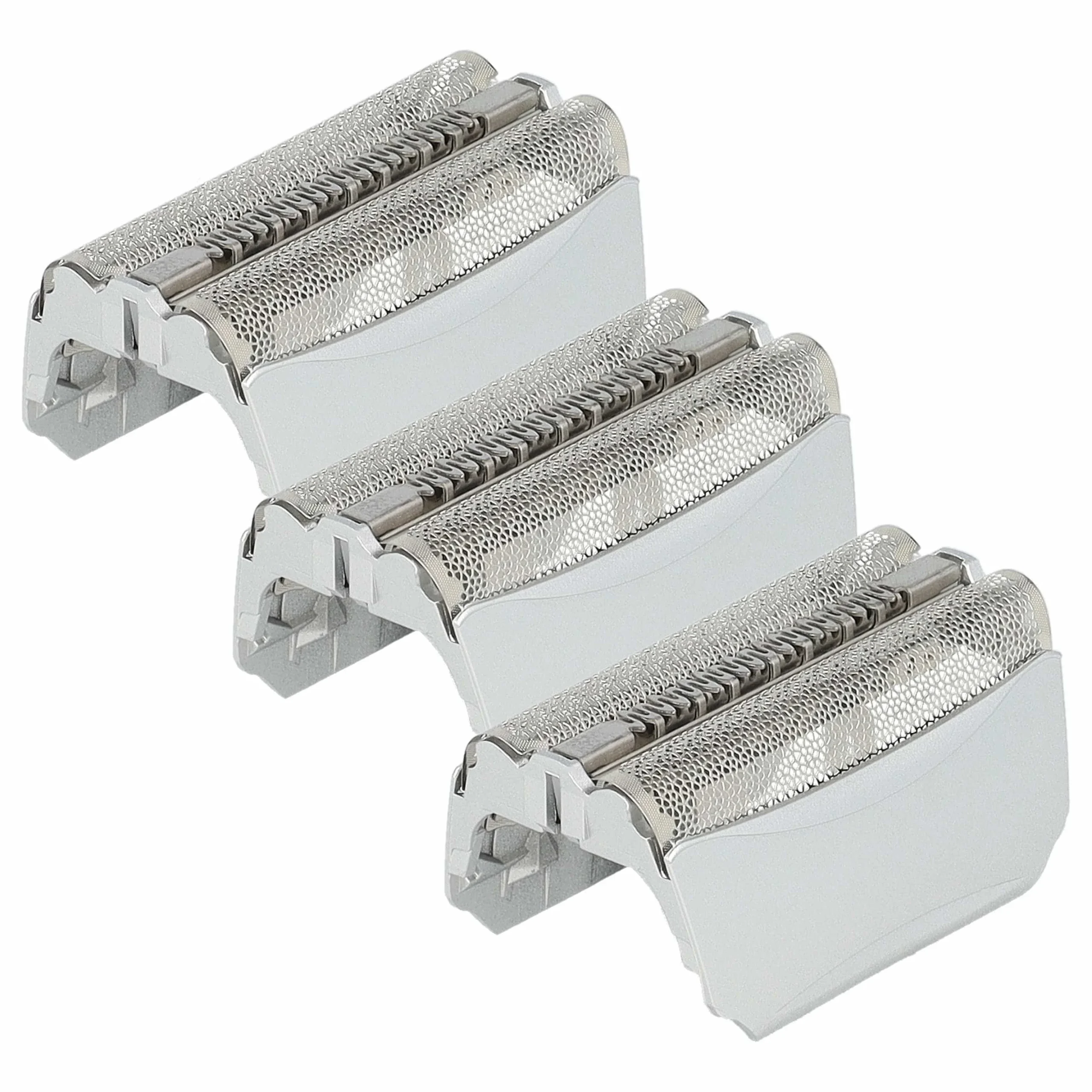 3x Grilles doubles remplace Braun 51S, 51B pour rasoir Braun - avec cadre de tête, argenté