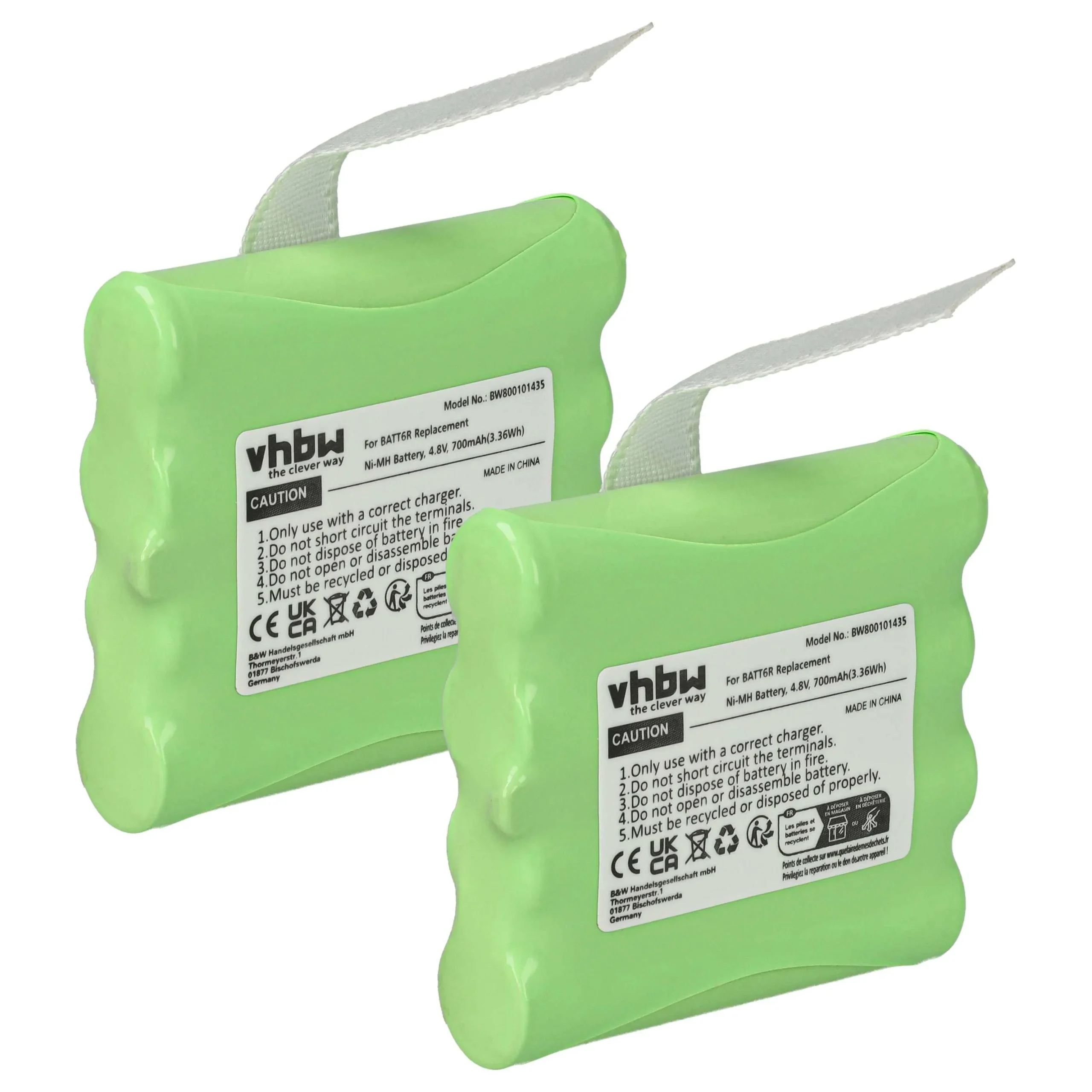 2x Batteries remplace Midland BATT6R, BATT-6R pour radio talkie-walkie Uniden- 700mAh 4,8V NiMH