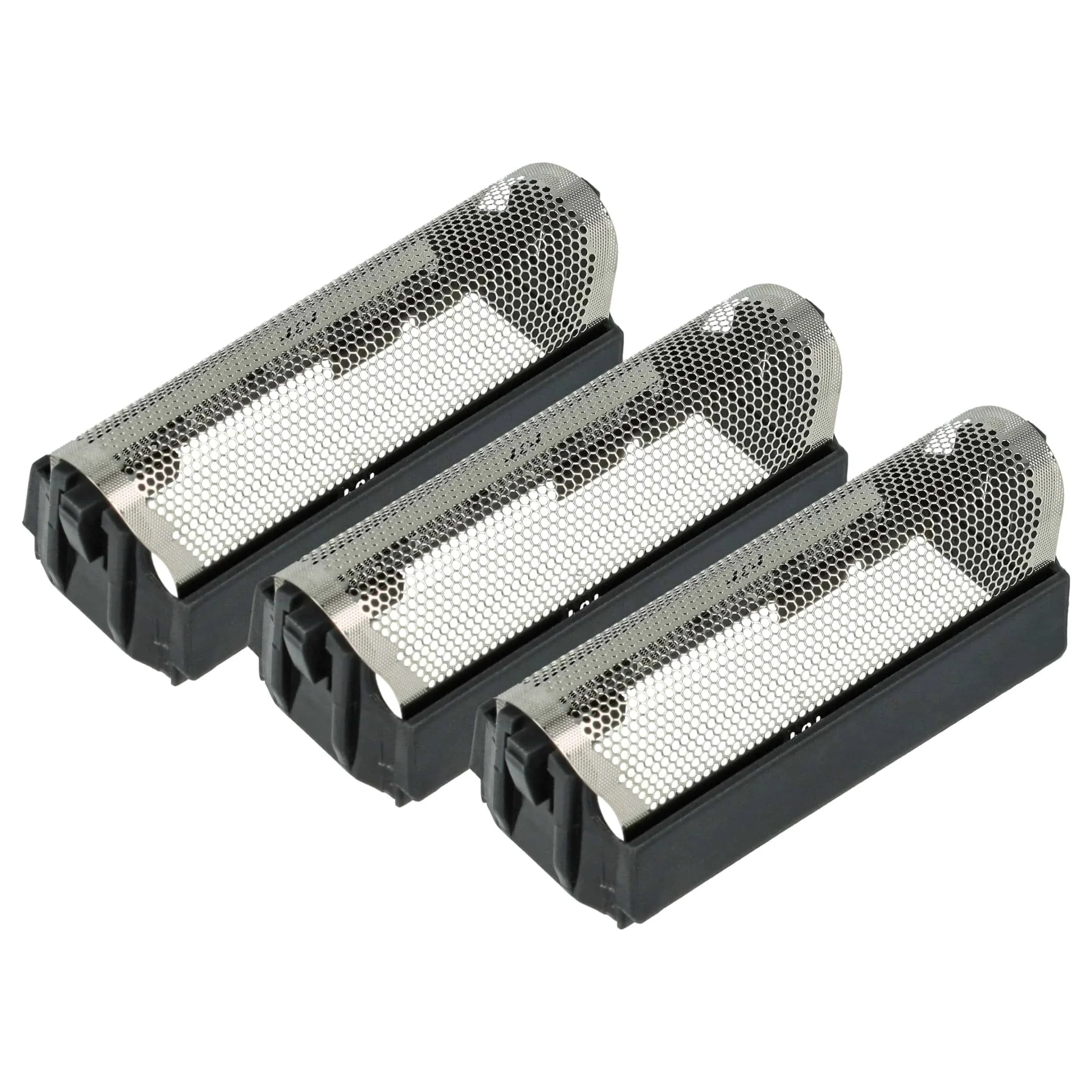 3x Grilles remplace Braun 424 pour rasoir Braun - avec cadre de tête, noir/argenté