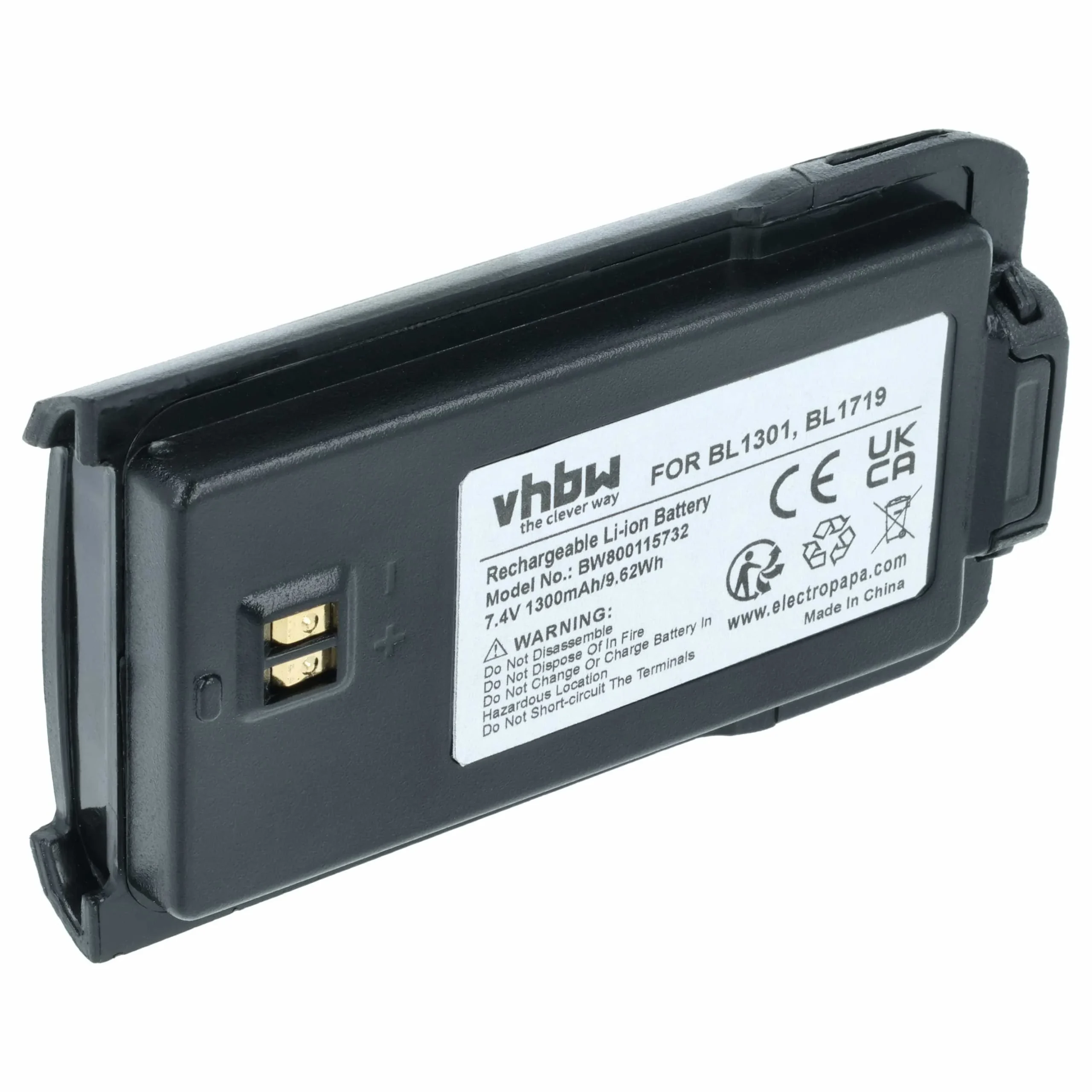 Batterie remplace Hyt / Hytera BL1301, BL1719 pour radio talkie-walkie Hyt / Hytera- 1300mAh 7,4V Li-ion