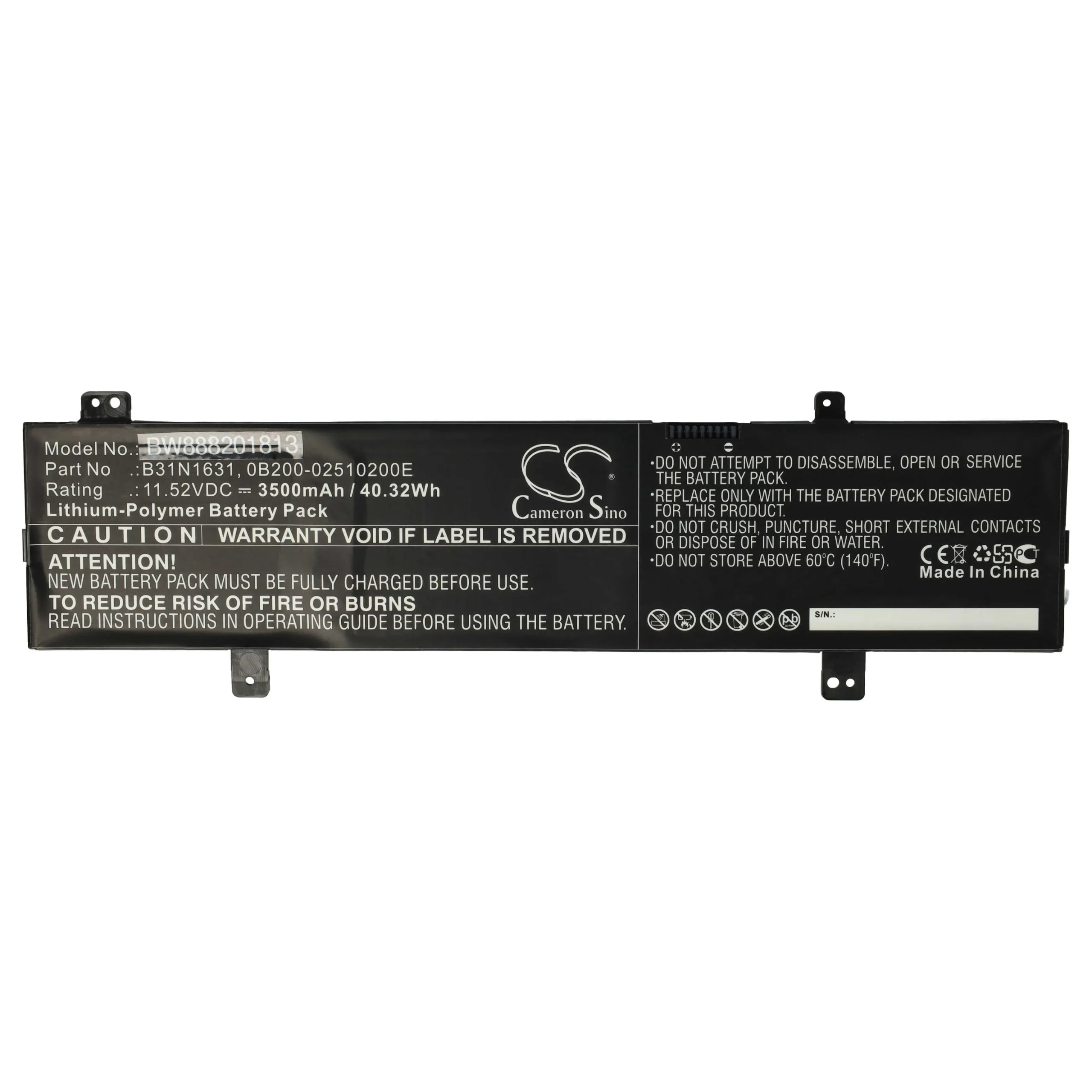 Batterie remplace Asus 0B200-02510200E, B31N1631 pour ordinateur portable Asus- 3500mAh 11,52V Li-polymère