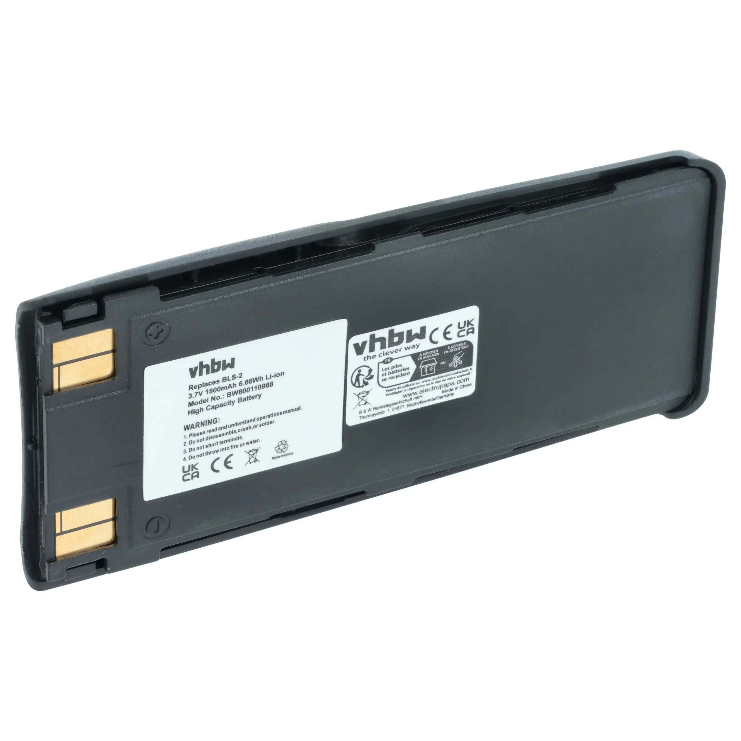 Batterie remplace Nokia BLS-2, BLS-2N téléphone portable Nokia - 1800mAh 3,7V Li-ion + boîtier de protection