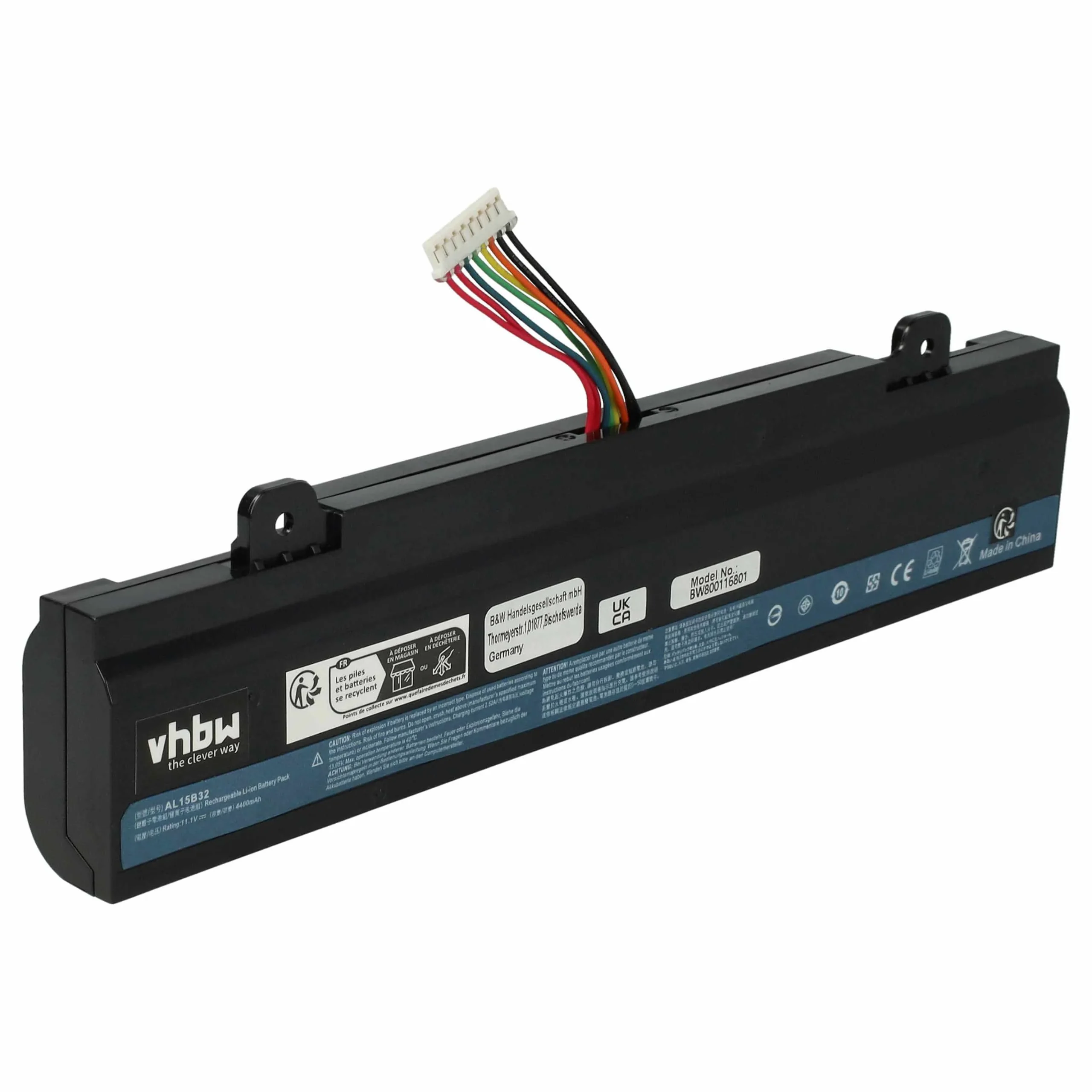 Batterie remplace Acer AL15B32 pour ordinateur portable Acer- 4400mAh 11,1V Li-ion, noir