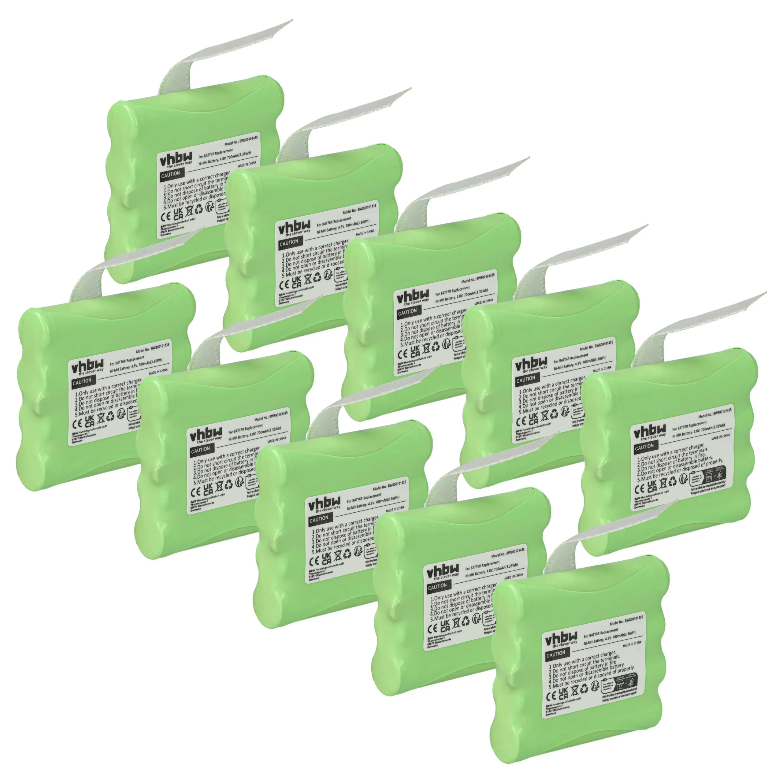 10x Batteries remplace Midland BATT6R, BATT-6R pour radio talkie-walkie Uniden- 700mAh 4,8V NiMH