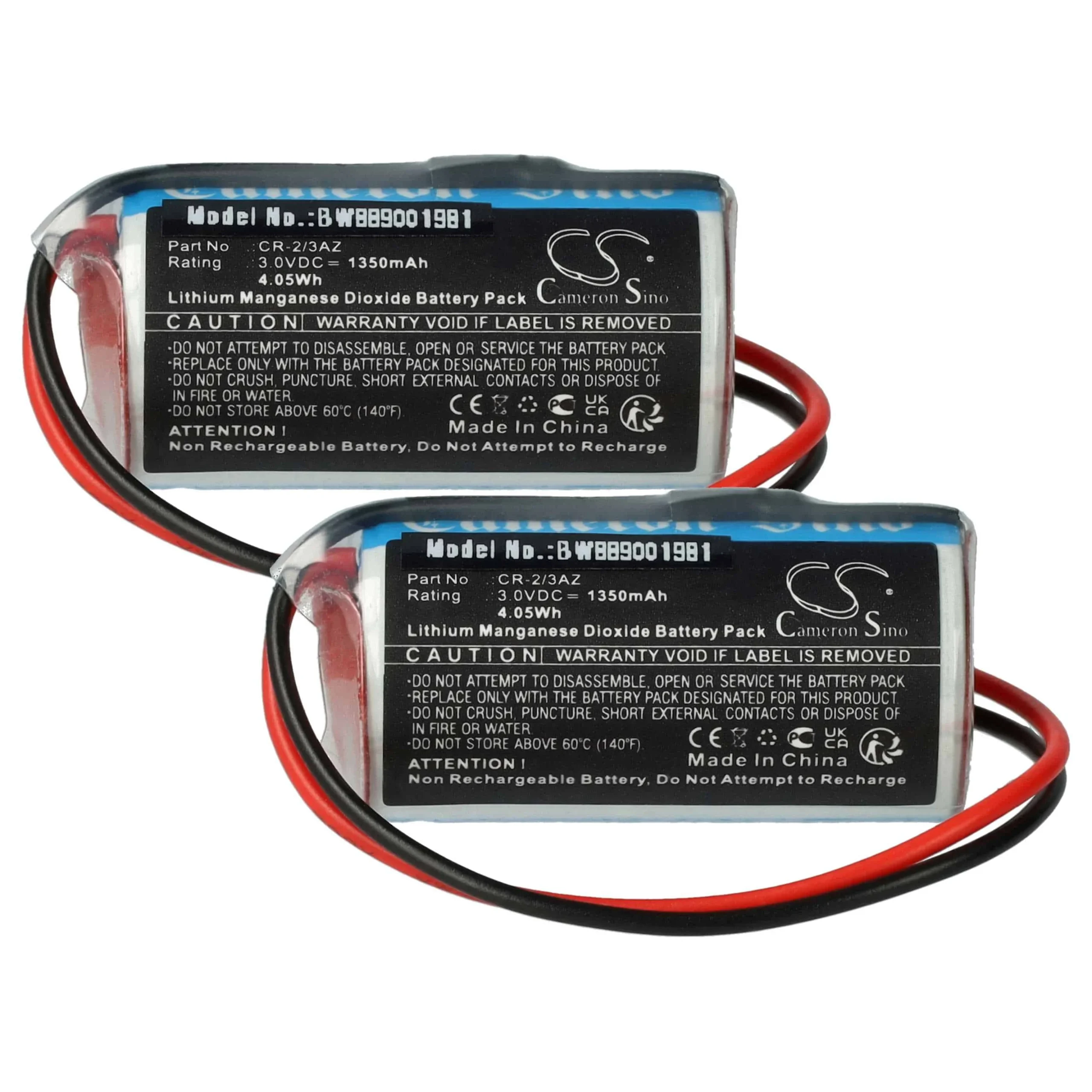 2x Piles remplace Verisure CR-2/3AZ pour centrale d'alarme ENiQ - 1350mAh 3V Li-MnO2