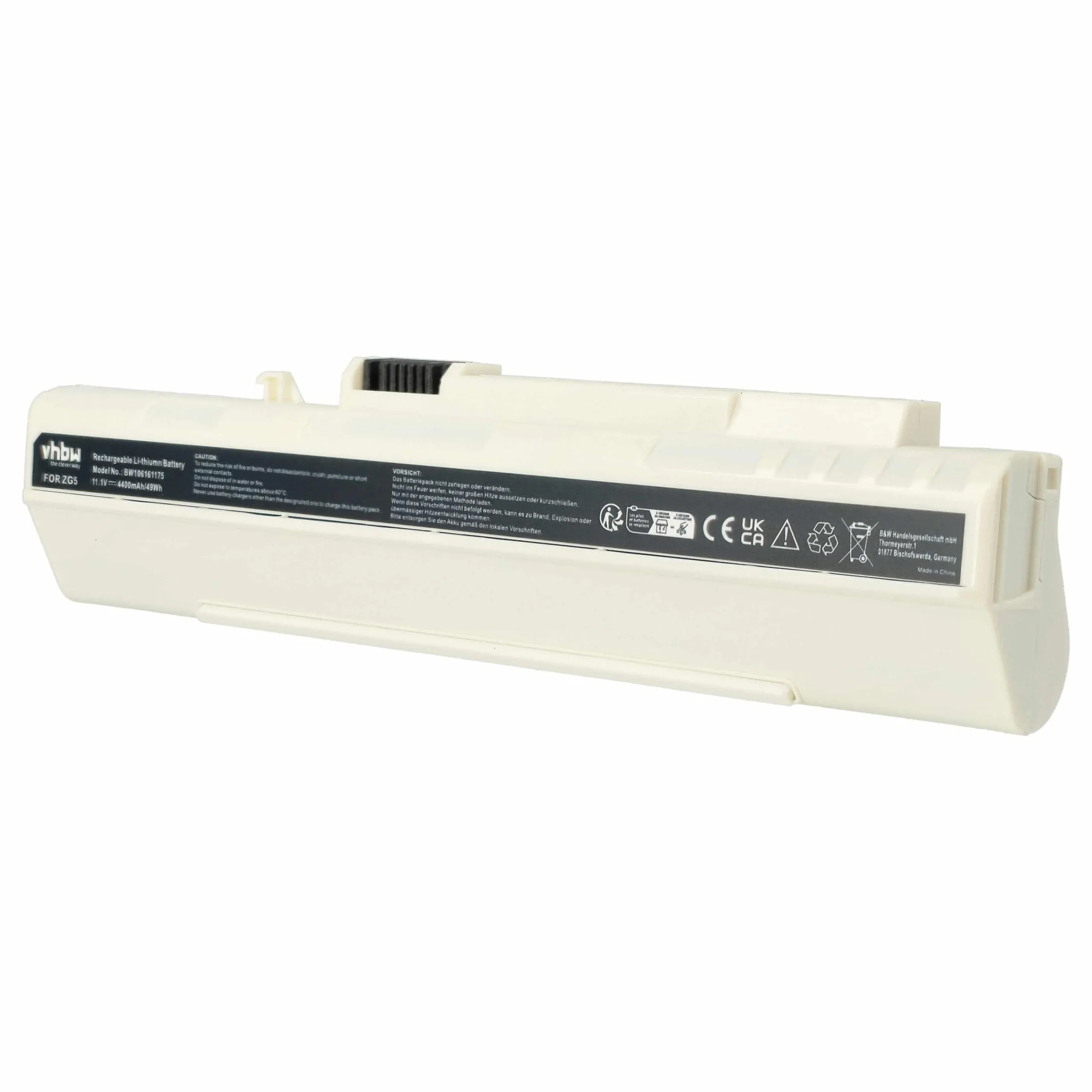 Batterie remplace Acer BT.00605.035, 934T2780F pour ordinateur portable Gateway- 4400mAh 11,1V Li-ion, blanc