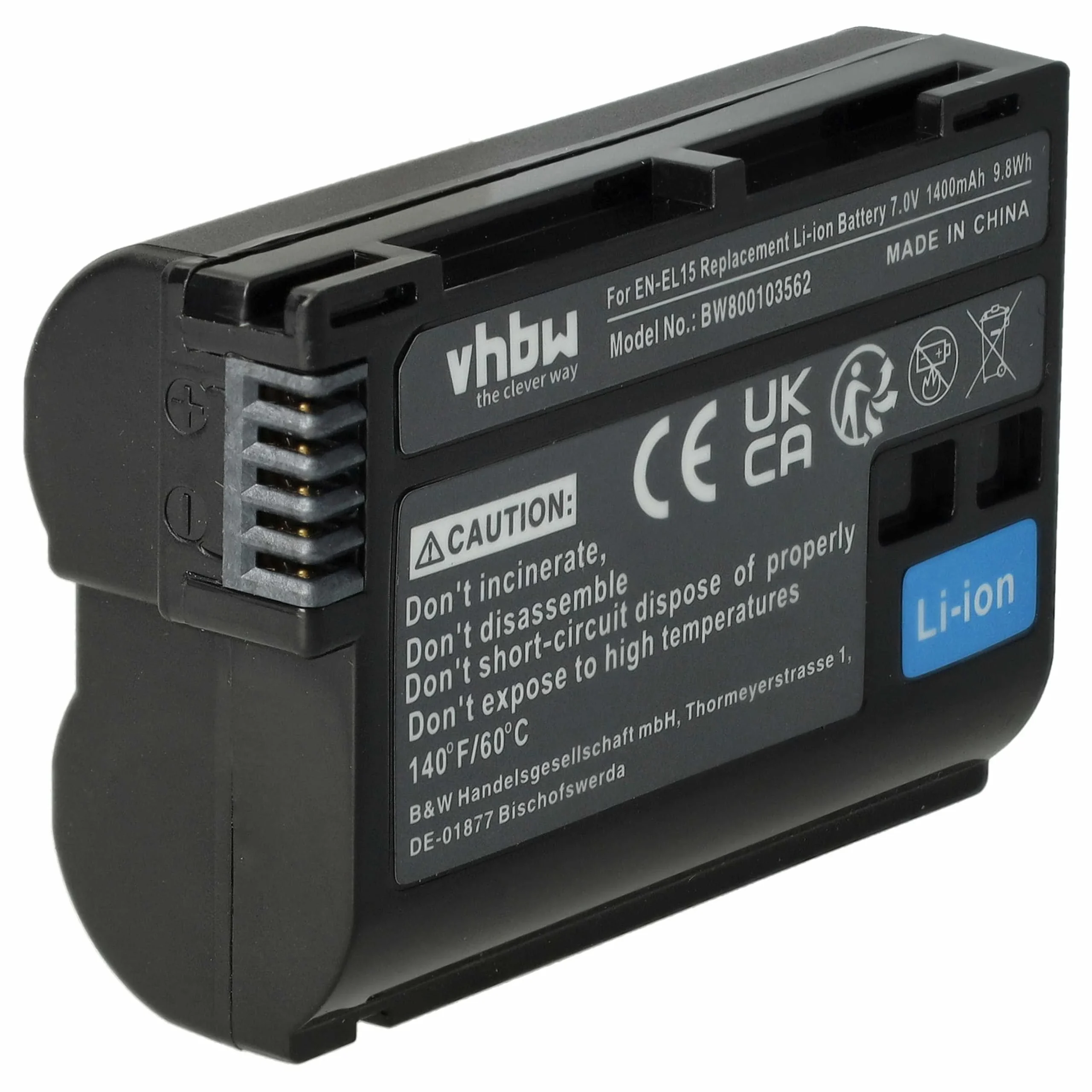 Batterie remplace Nikon EN-EL15, EN-EL15b, EN-EL15A, EN-EL15c pour appareil photo Nikon- 1400mAh 7V Li-ion