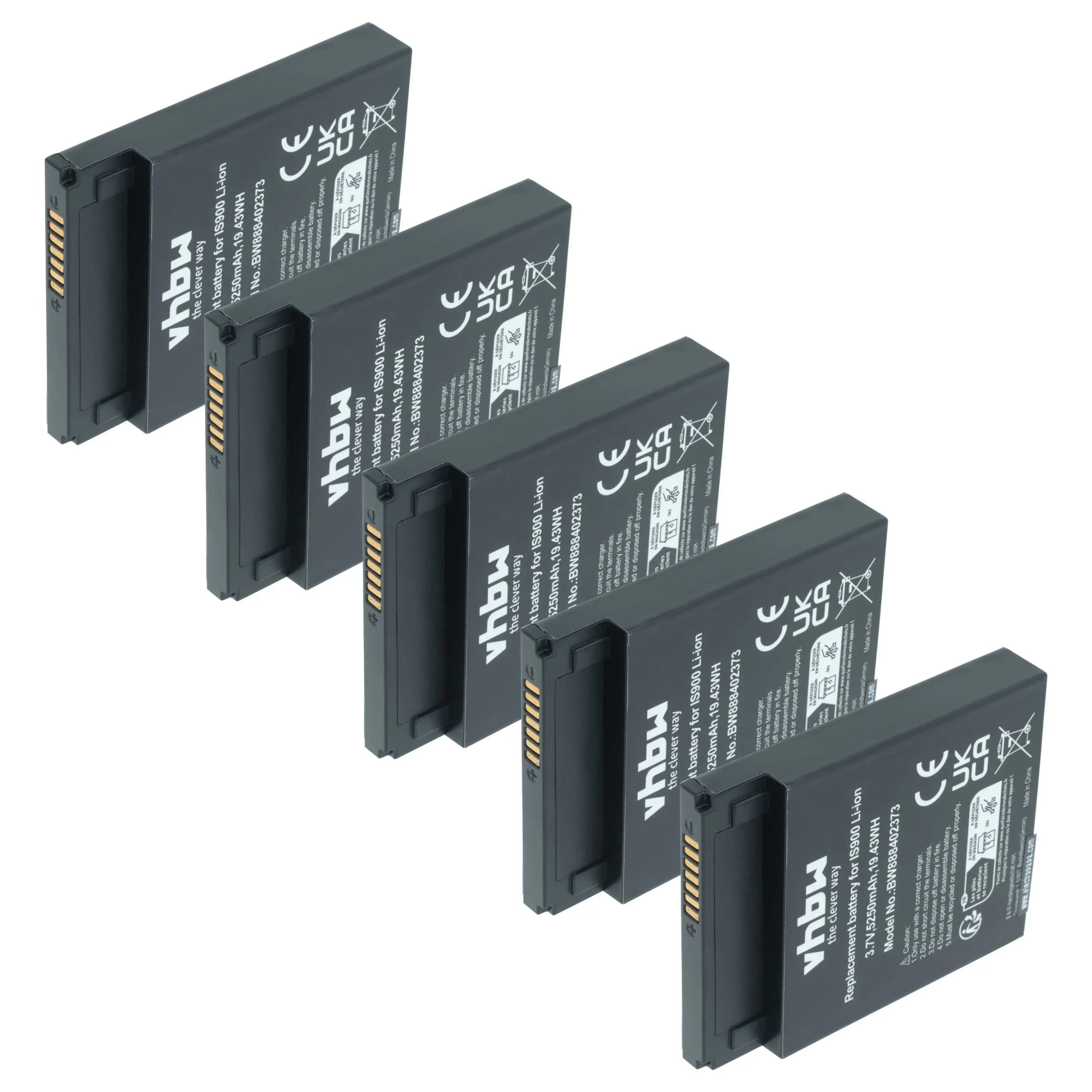 Batterie (5 pcs.) remplace Pax IS900 pour lecteur de carte Pax - 5250mAh 3,7V Li-ion