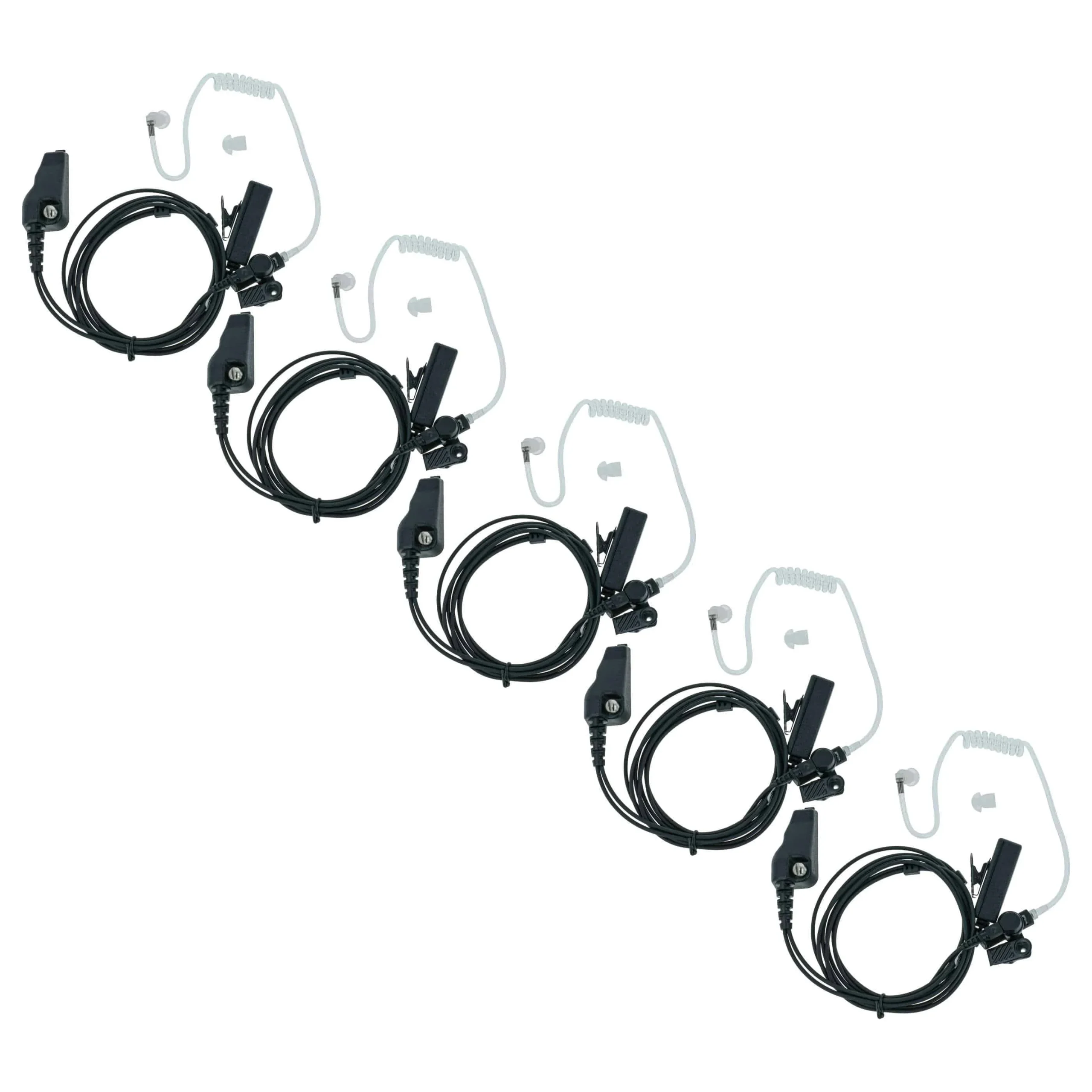 5x Oreillette de talkie-walkie pour Kenwood TK-2140E et autres - Avec microphone PTT + support clip, noir