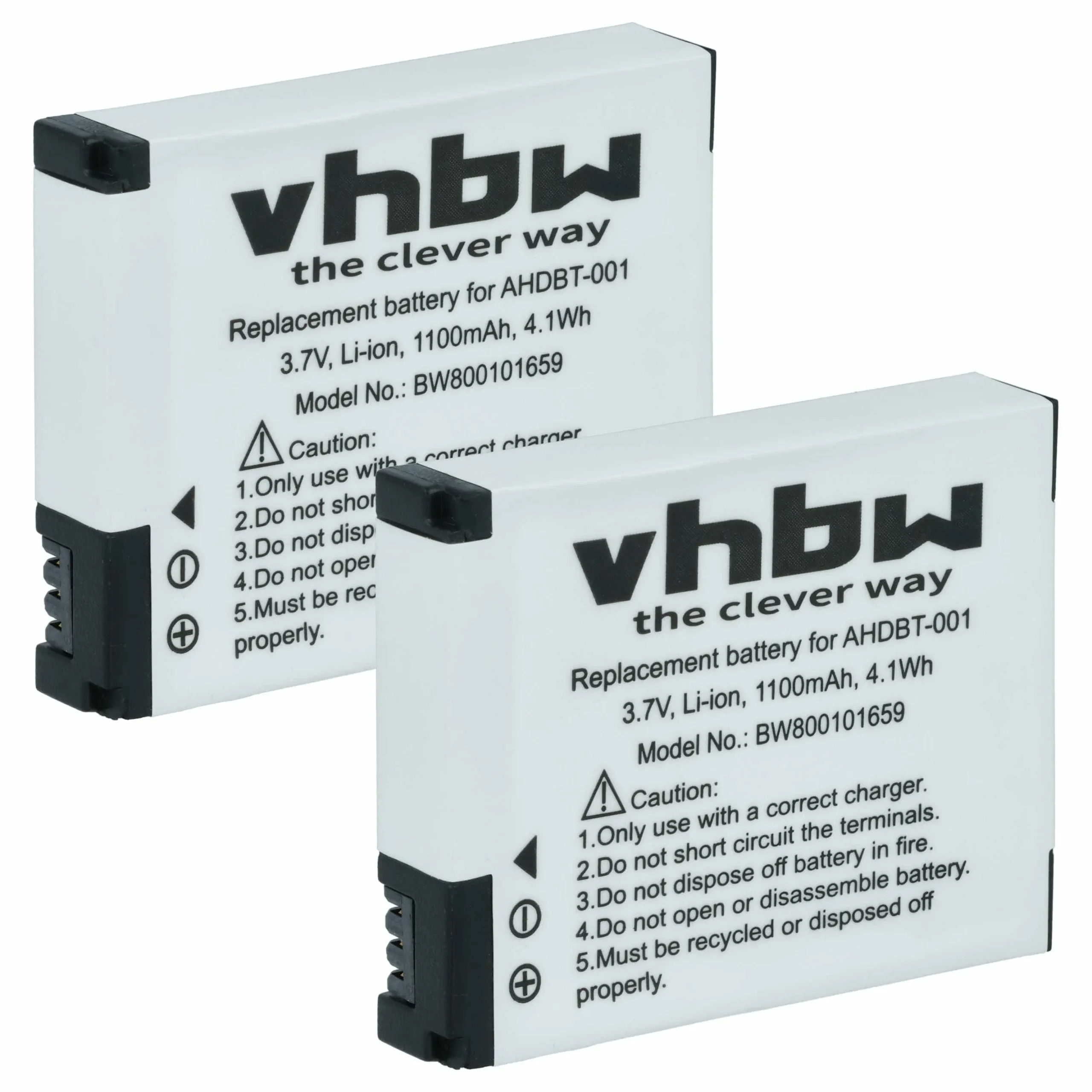 2x Batteries remplace GoPro ABPAK-001, AHDBT-001 pour caméscope GoPro- 1100mAh 3,7V Li-ion