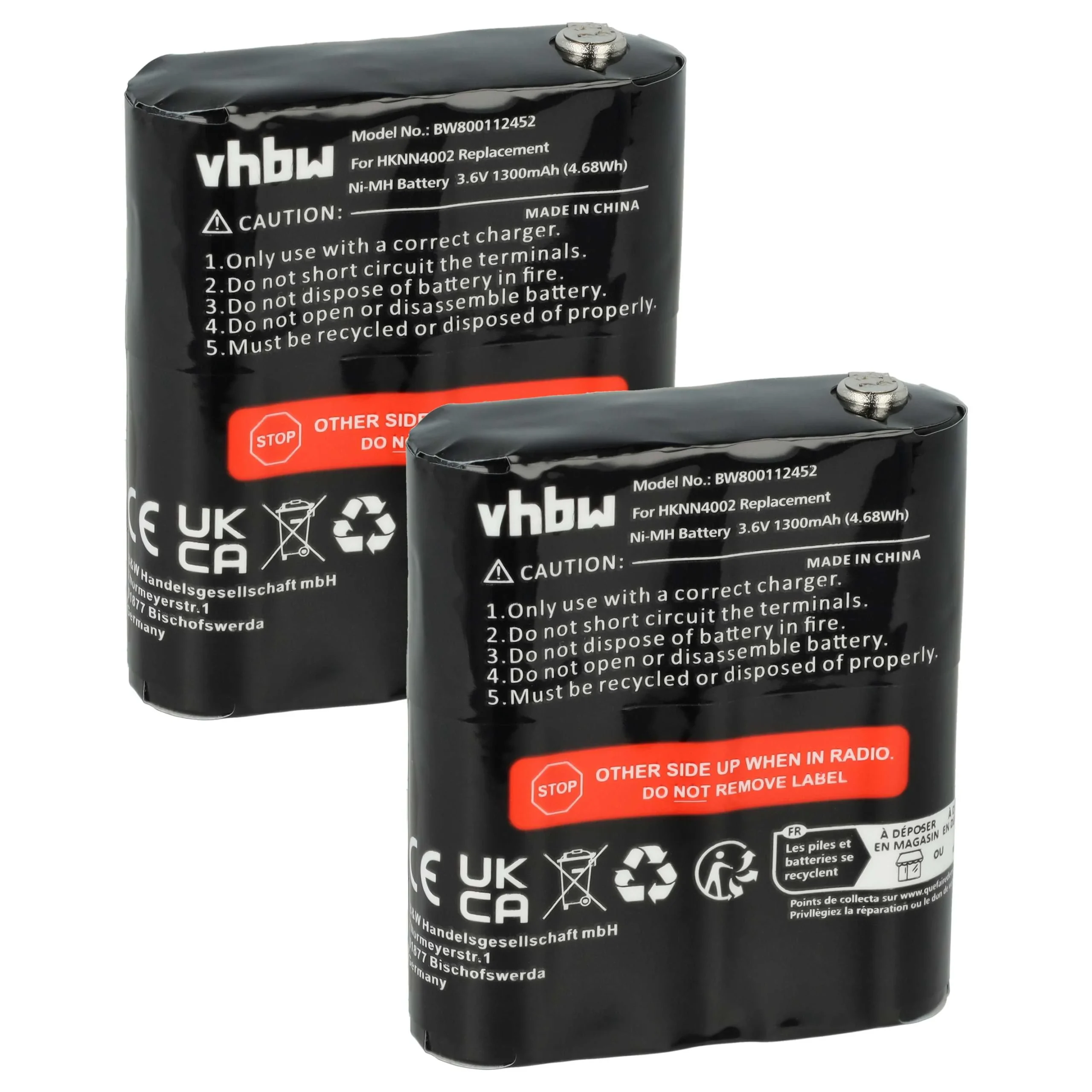 2x Batteries remplace Motorola FRS-4002A, 56315, 4002A pour radio talkie-walkie Motorola- 1300mAh 3,6V NiMH