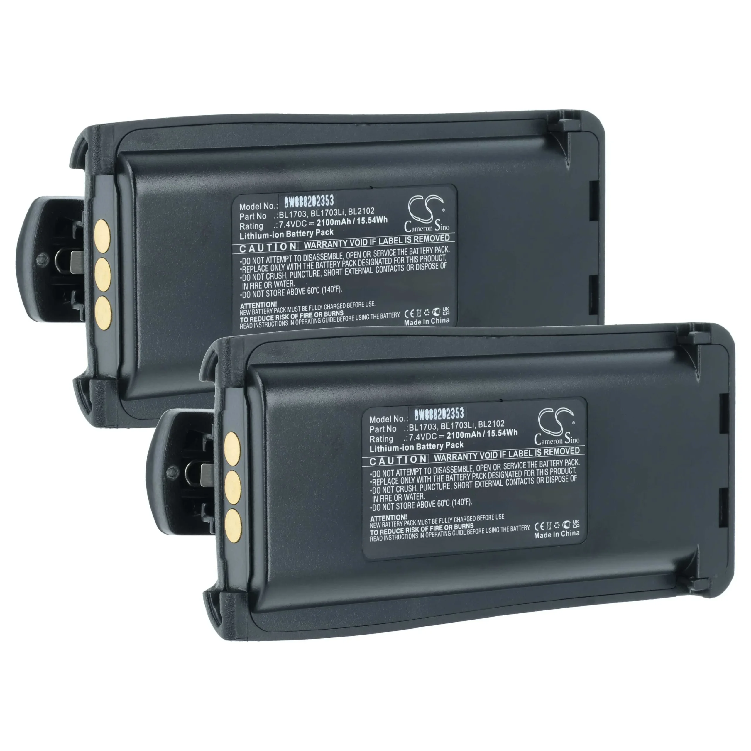 2x Batteries remplace Hyt BL2102, BL1703Li, BH1801 pour radio talkie-walkie Hyt / Hytera- 2100mAh 7,4V Li-ion