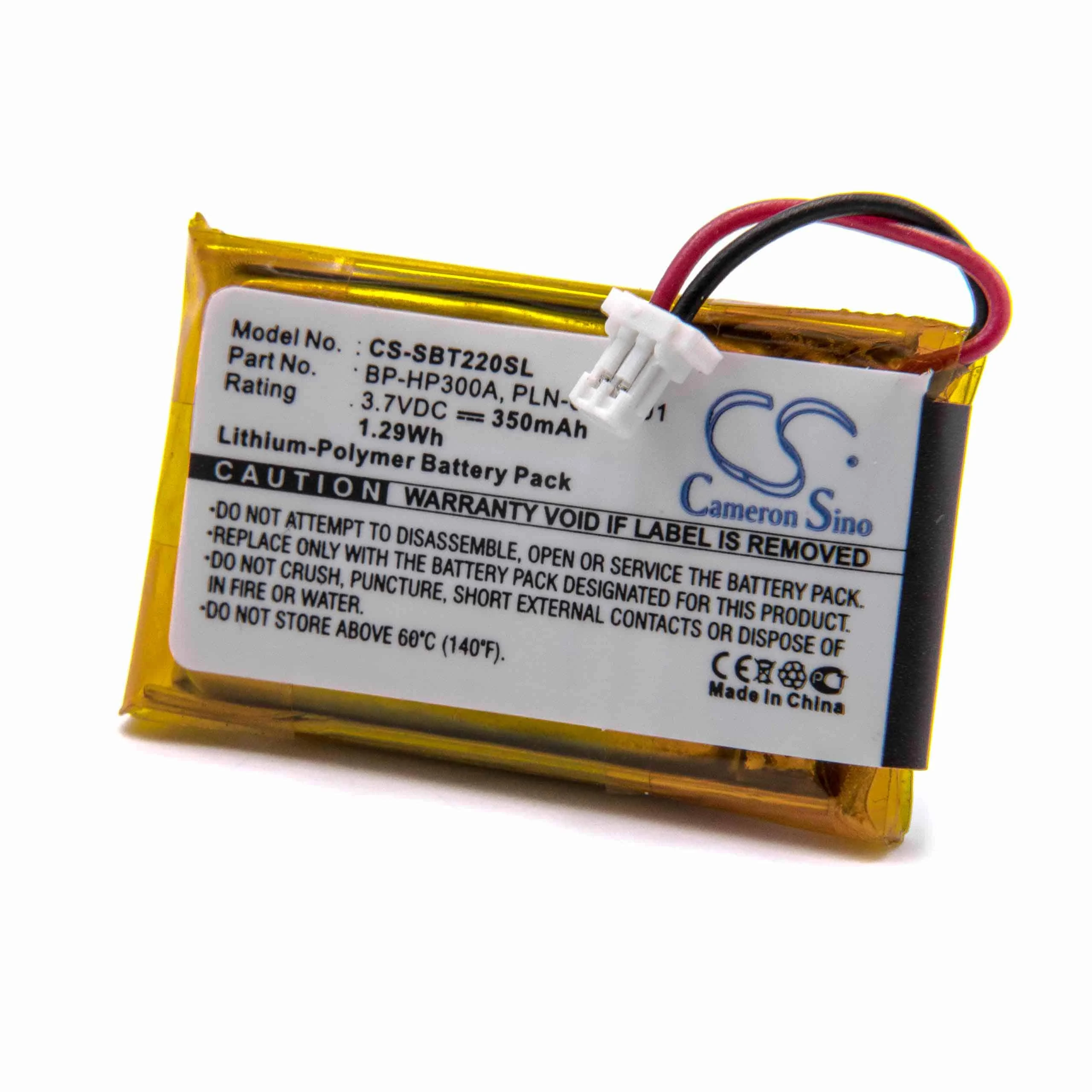 Batterie remplace Sony 6535801, 64327-01, 64399-01, 65358-01 casque audio Sony - 350mAh 3,7V Li-polymère
