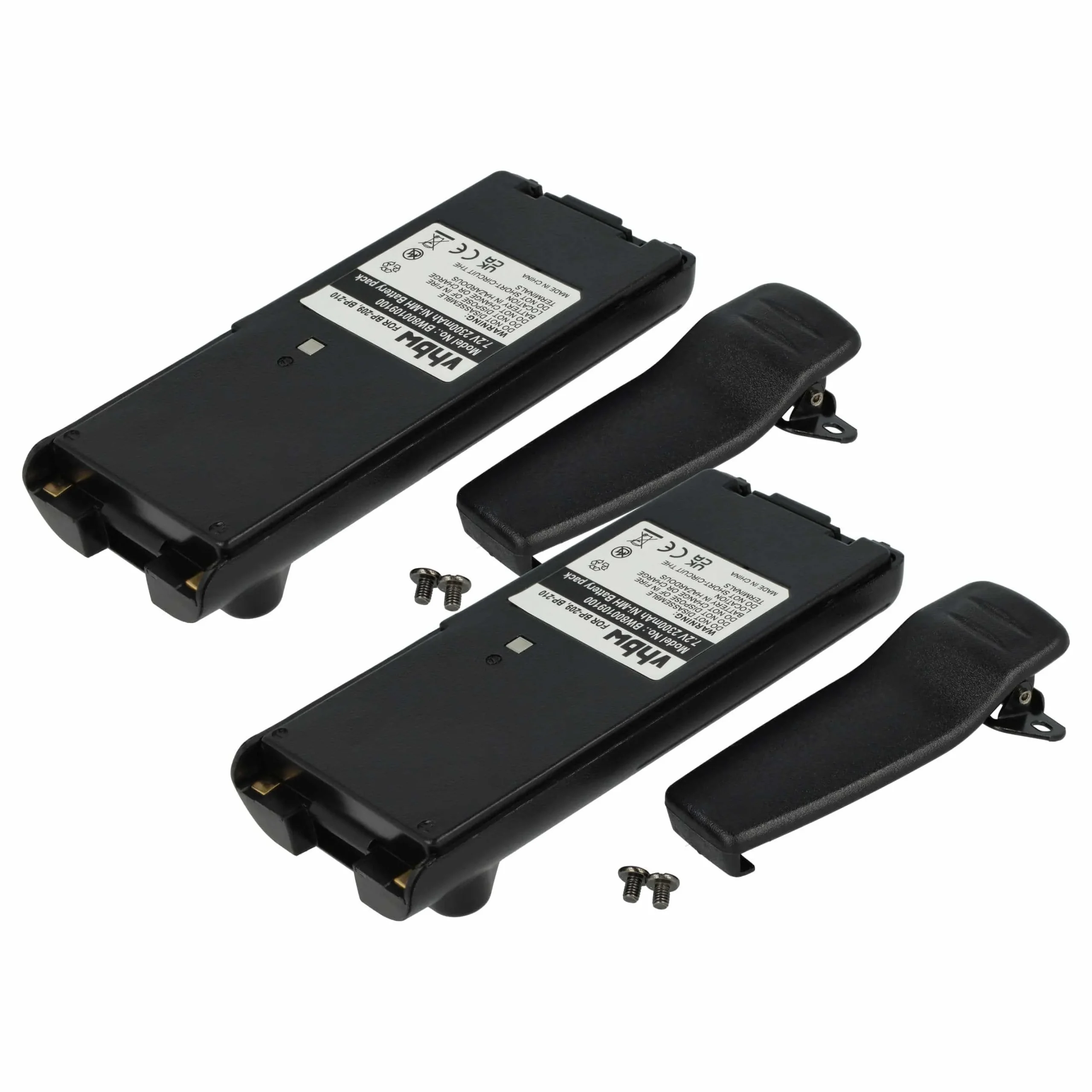 2x Batteries remplace BP-209, BP-210N, BP-209N, BP-210 pour radio talkie-walkie Icom- 2300mAh 7,2V NiMH