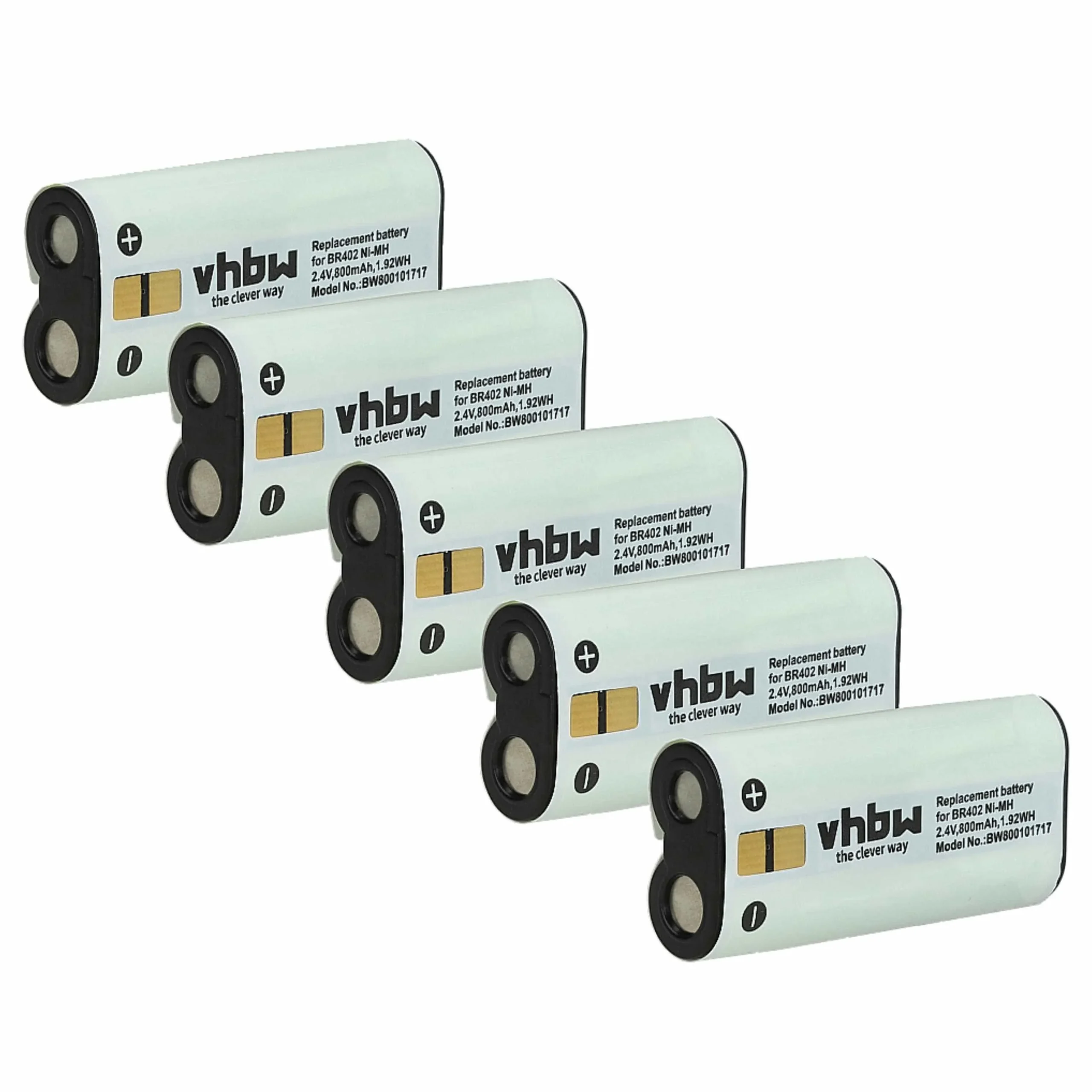 Batterie (5 pcs.) remplace Olympus BR403, BR402 dictaphone - 800mAh 2,4V NiMH